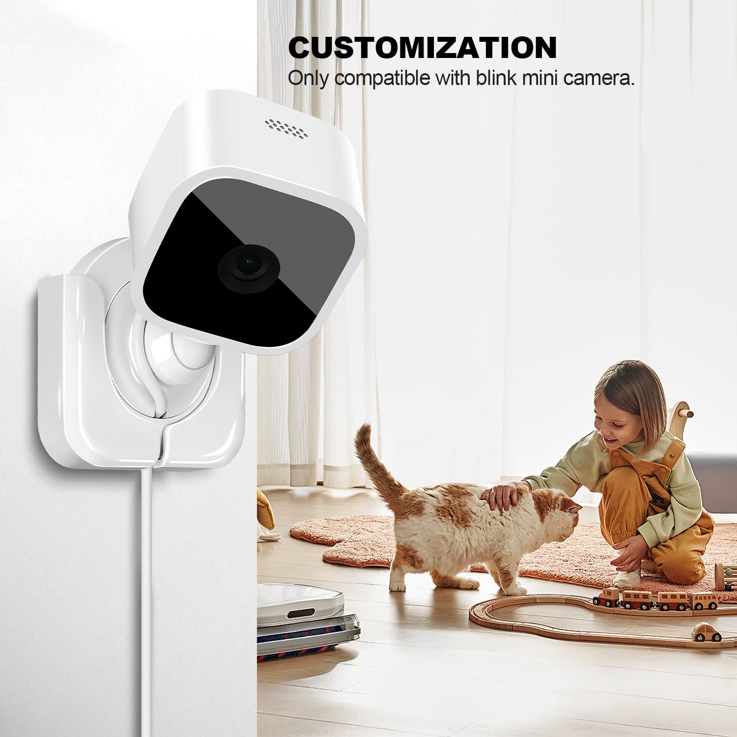 Blink Mini Camera Adhesive Wall Mount   Compact Durable Plug In Mount Bracket, 3M Vhb Strong Adhesive Strips, No Drill, No Screw