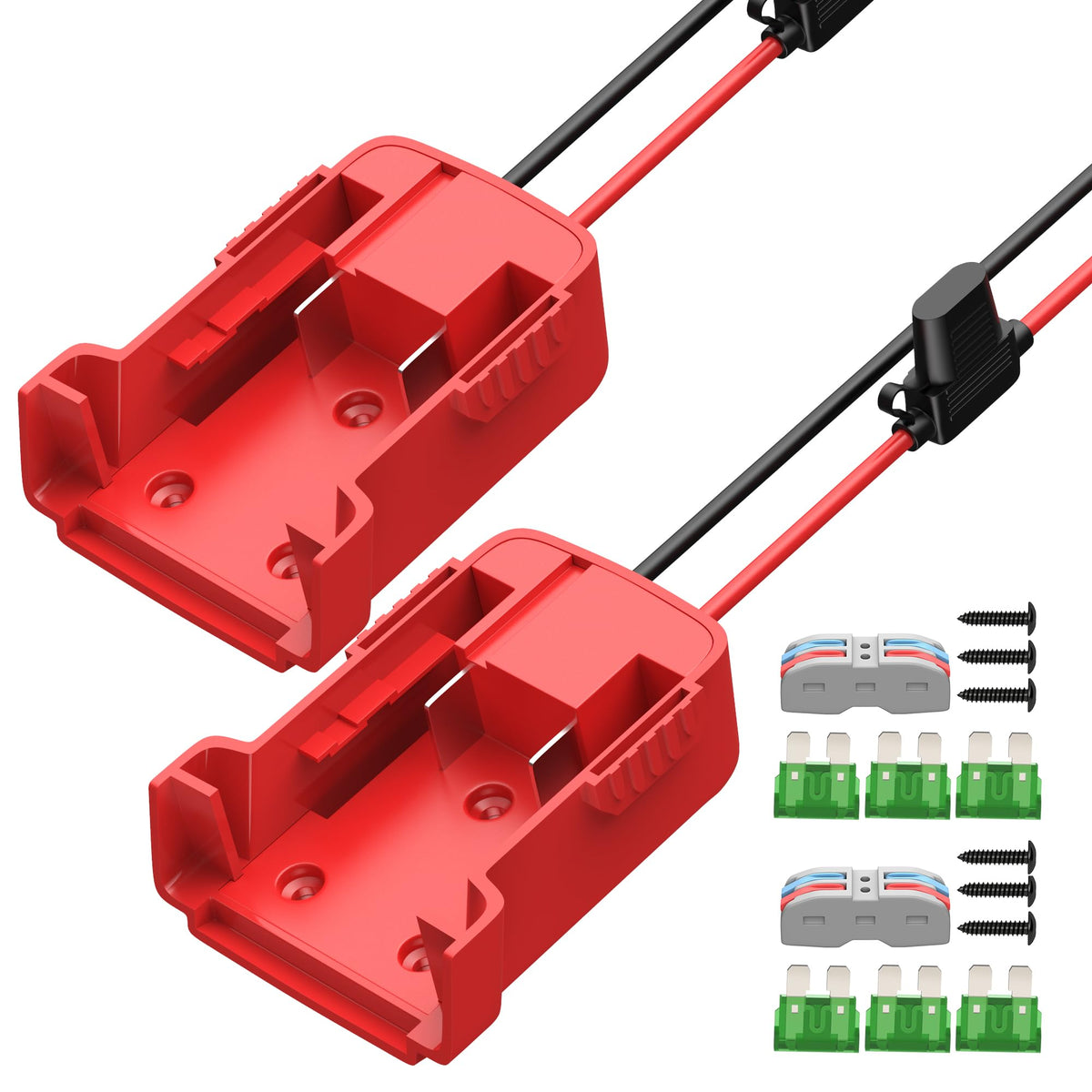 Rvboatpat 2Pcs Power Wheel Battery Adapter Battery Adapter Converter 18V Battery Adapter Kit 12 Awg Wire With Fuses And Connecto