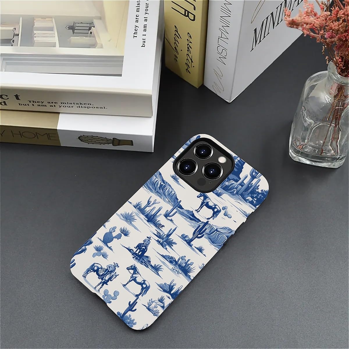 Fkbrcl4U For Iphone 14 Pro Case, Hybrid 2-Layer Silicone Protective Matte Case For Girl Women Western Cowboy Horse Cow Desert Ca