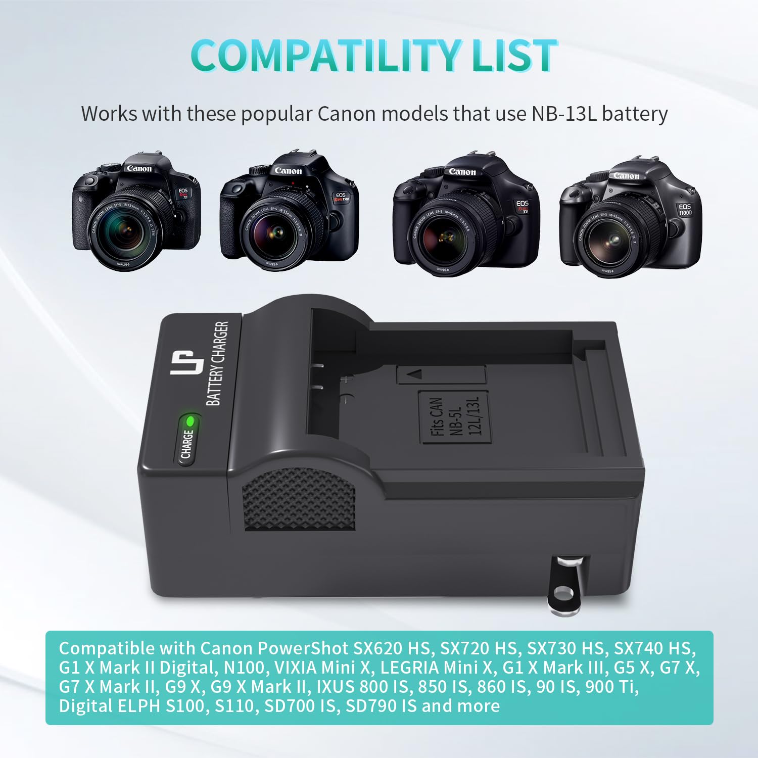 Lp Nb 13L Battery Charger, Camera Charger With Led Display For Canon Powershot Sx620 Hs, Sx720 Hs, Sx730 Hs, Sx740 Hs Digital, G