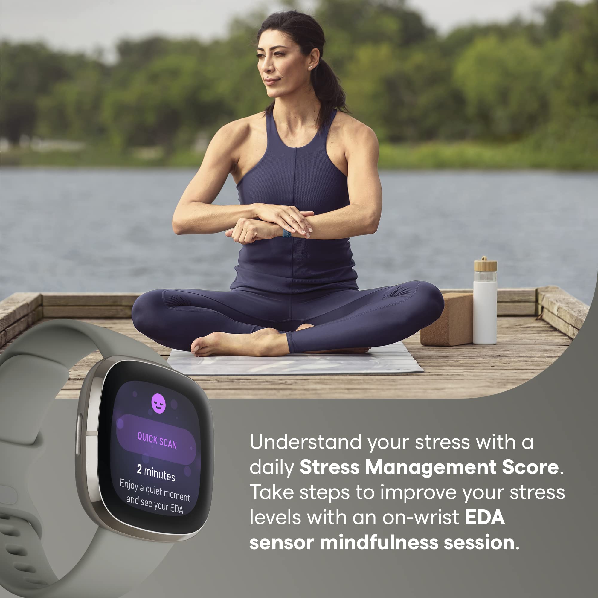 Fitbit Sense Advanced Smartwatch With Tools For Heart Health, Stress Management & Skin Temperature Trends, Sage Grey/Silver, One