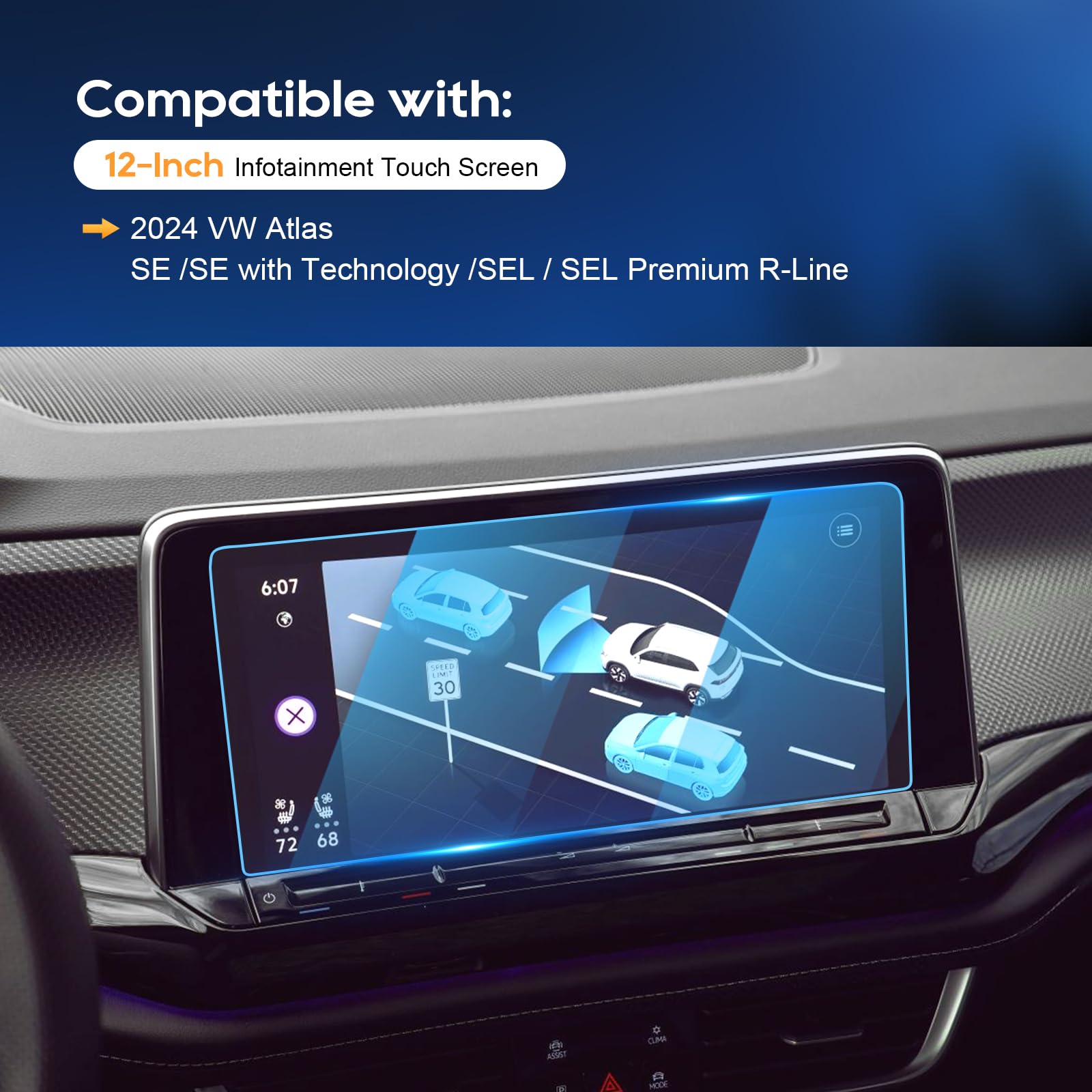 Lfotpp Screen Protector For 2024 V W Atlas [Se/Se With Technology/Sel/Sel Premium R Line] 12In Glass Screen Protector Infotainment Atlas 2024 Center Touch Screen Protector 2024 Atlas Accessories