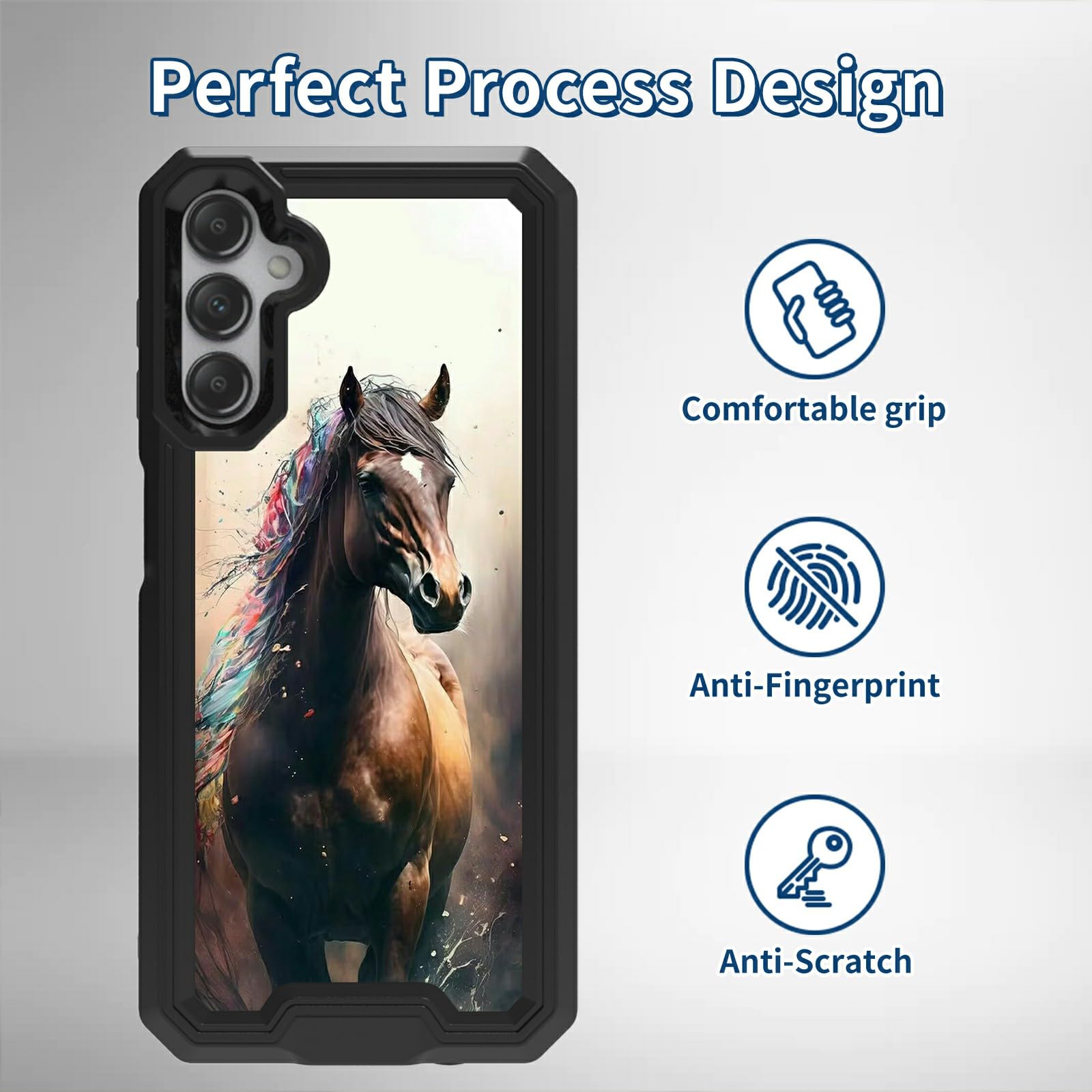 Bfserobj For Samsung Galaxy S24 Plus Case With Horse Pattern Design Dual Layer Hard Pc + Soft Tpu Shock Proof Protective Phone C