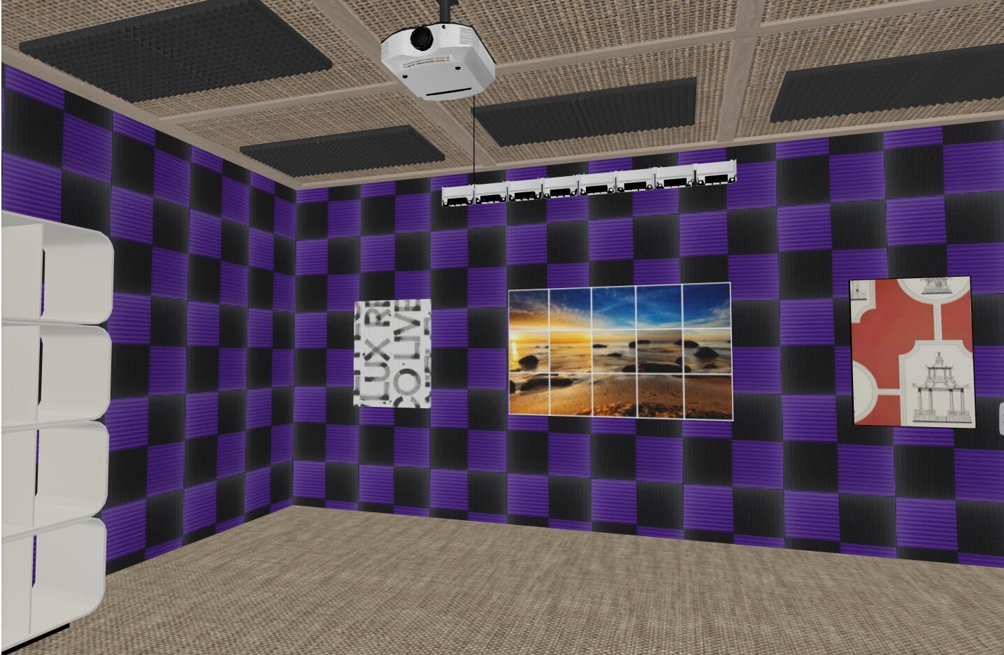 96 Pack Black/Purple 12 ''X 12 ''X1'' Acoustic Panels Studio Soundproofing Foam Wedge Tiles,