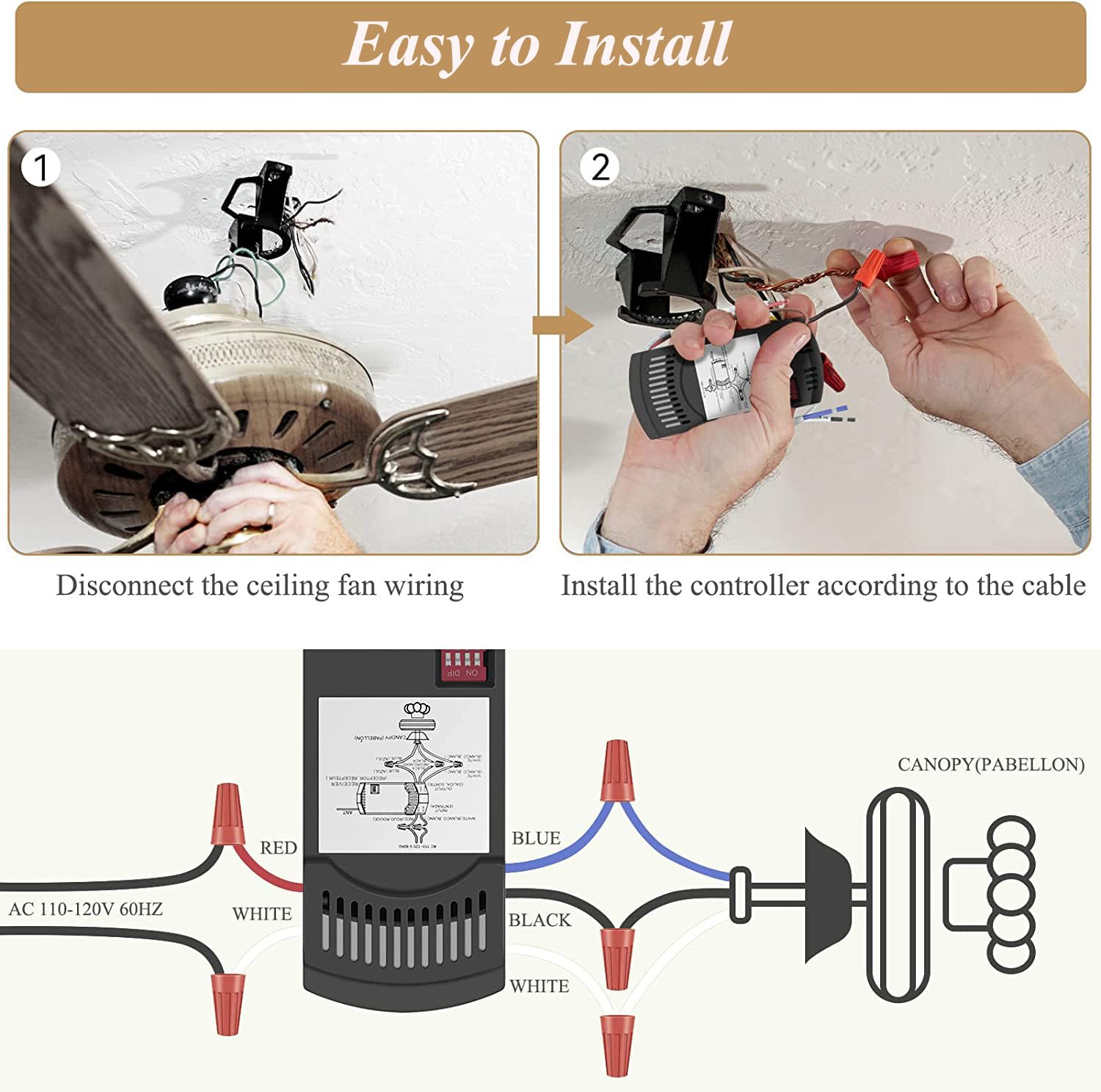 Fan28R Ceiling Fan Remote Control Receiver, Replacement For Hampton Bay Harbor Breeze Hunter, Replace Fan Hd5 Uc7078T Chq7078T /