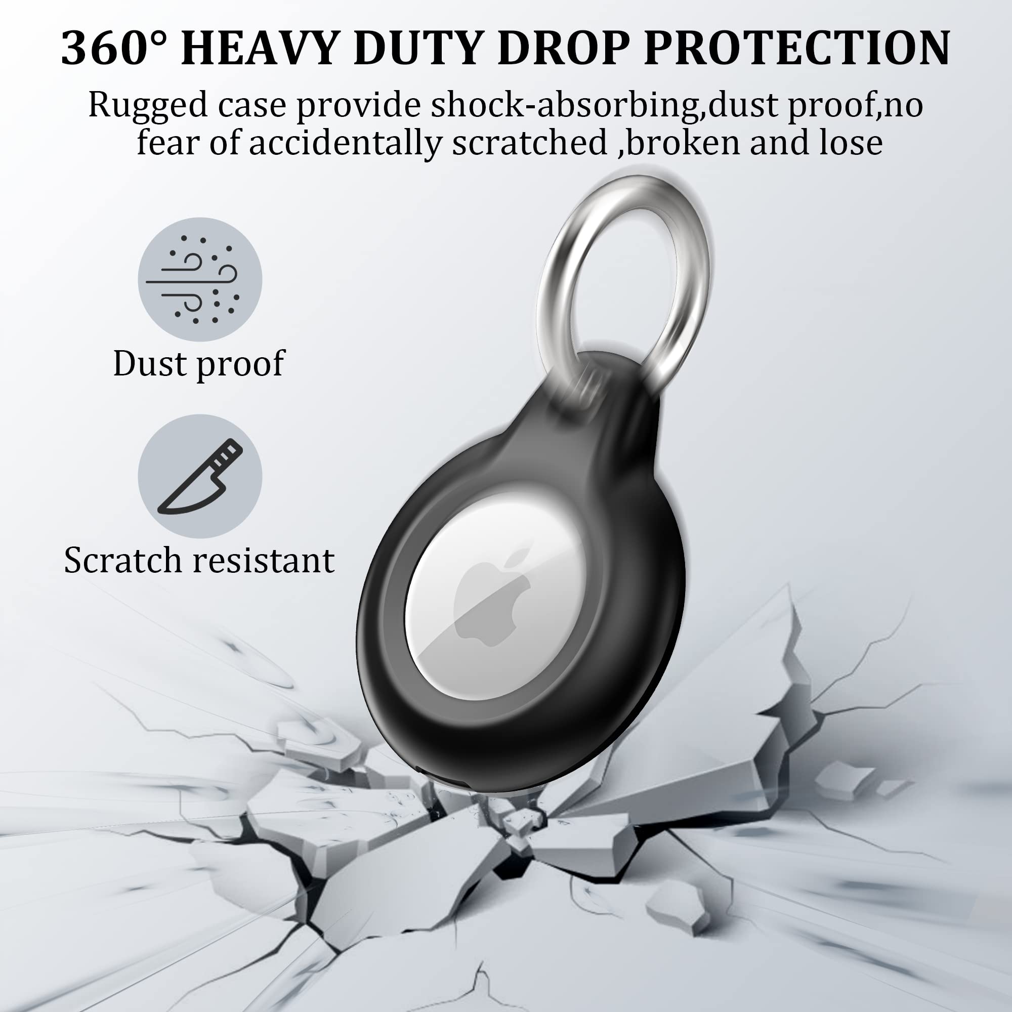 1 Pack Ipx8 Waterproof Airtag Keychain With Airtag Holder Case,Full Body Shockproof,Anti Scratch Cover Air Tag For Cat,Dog,Keys,