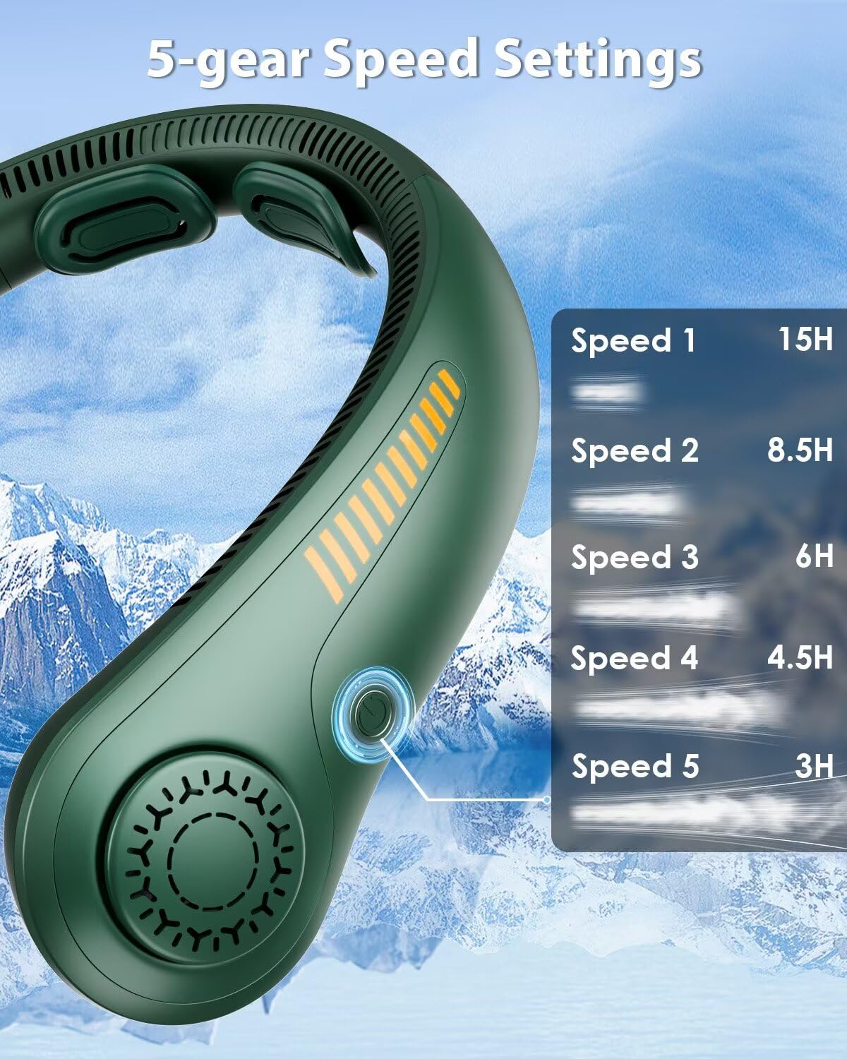 Portable Neck Fan - Neck Fans That Blow Cold Air, Hands-Free Usb Rechargeable Wearable Personal Fan With Neckbrace, 5 Adjustable