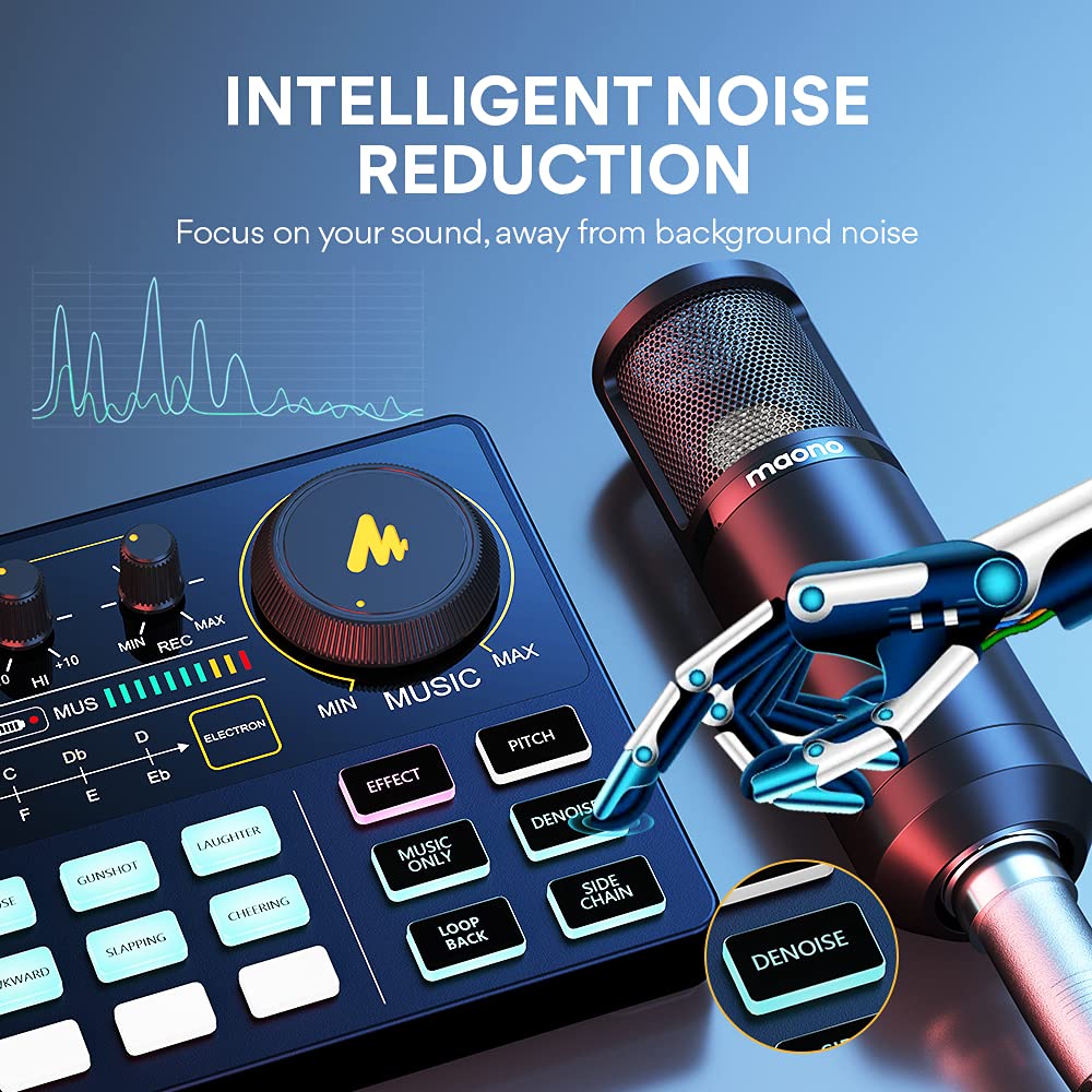 Maono Podcast Equipment Bundle Maonocaster Audio Interface All In One Podcast Production Studio With 25Mm Large Diaphragm Boom A