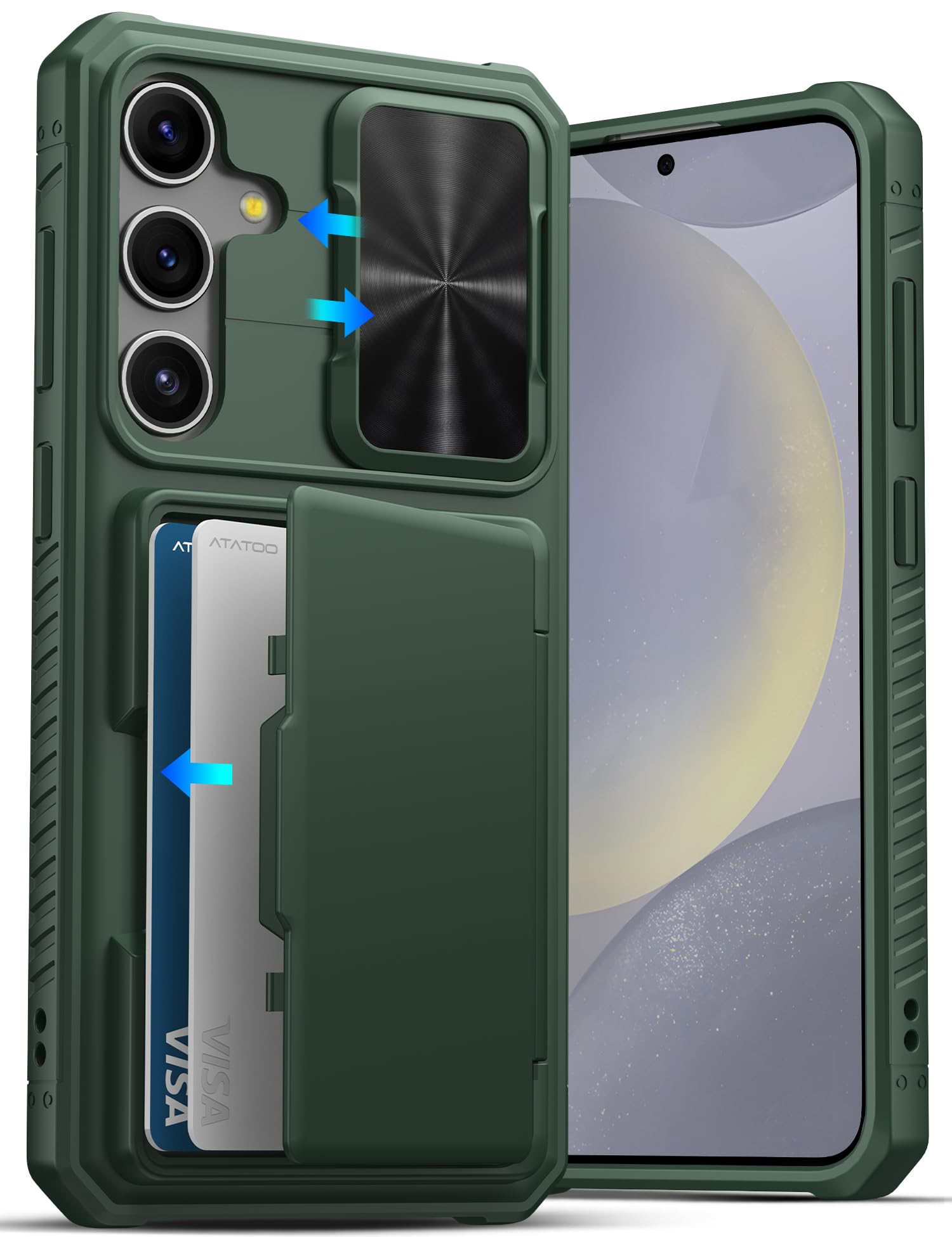 Atatoo For Samsung Galaxy S24+ Plus Wallet Case, Built In Card Holder(Store 4 5 Cards) & Sliding Camera Cover, Military Grade Pr