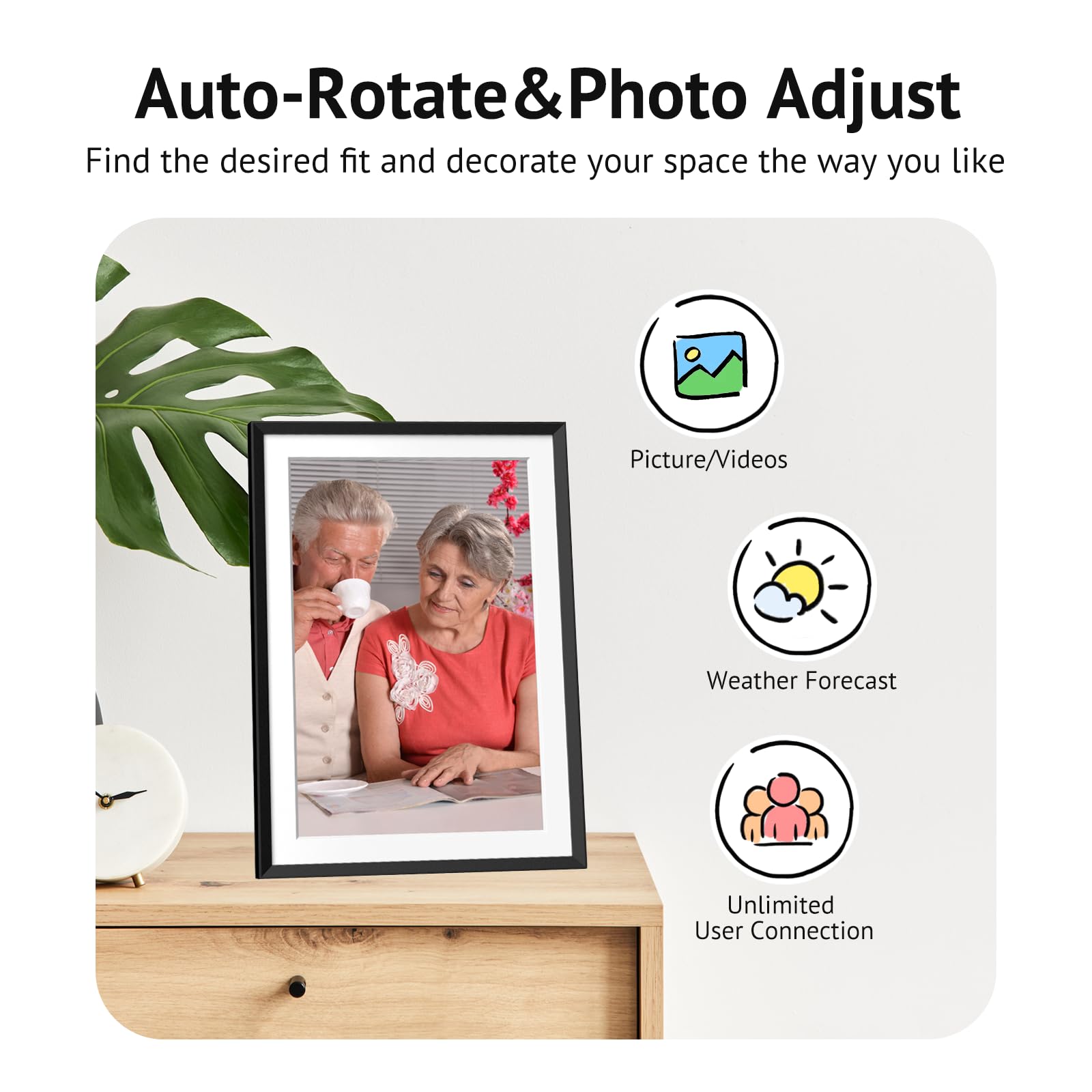 Euphro 10.1'' Digital Picture Frame With 32Gb Storage, Digital Photo Frame With 1280X800 Ips Touch Screen, Share Photos/Videos A