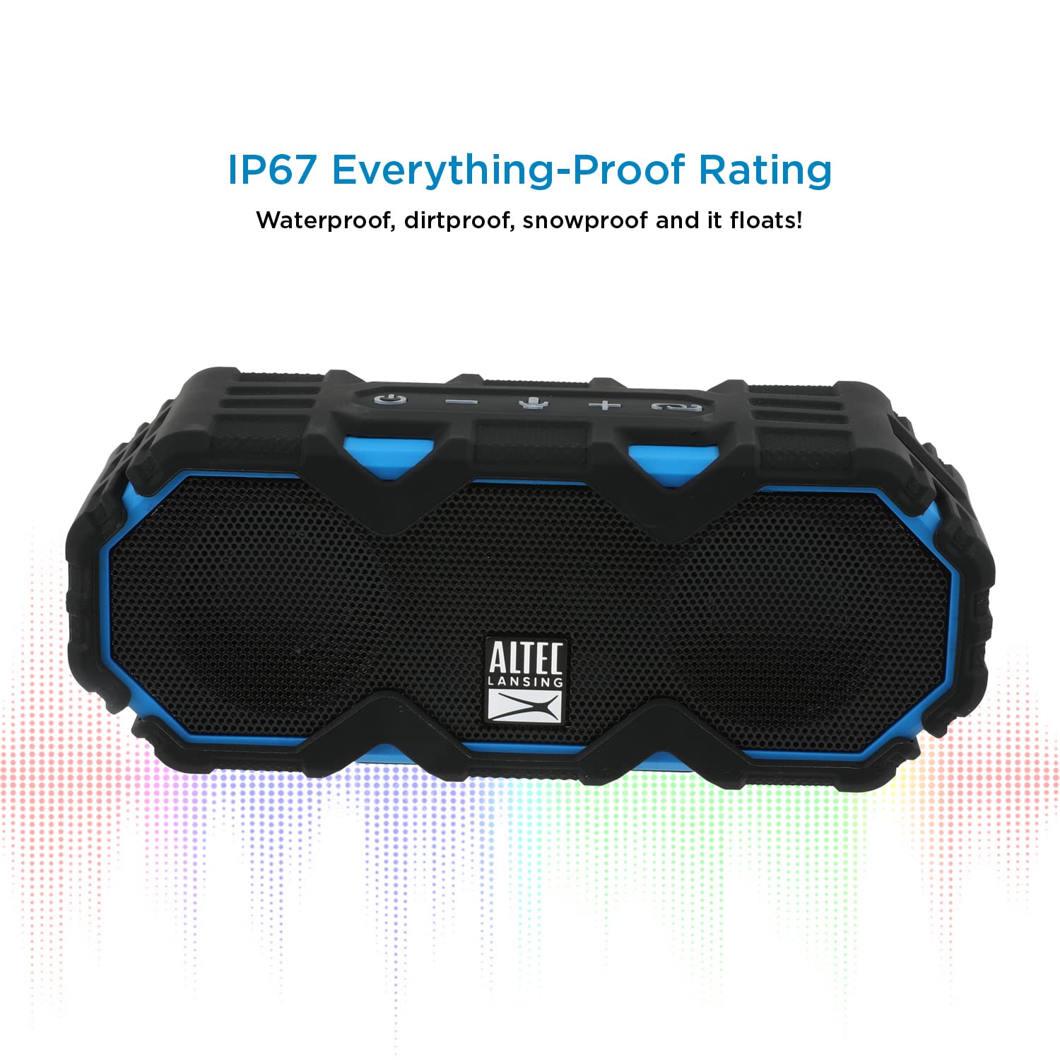 Altec Lansing Lifejacket Mini   Waterproof Bluetooth Speaker With Lights, Portable Wireless Speaker For Pool, Beach, Hiking, Spo