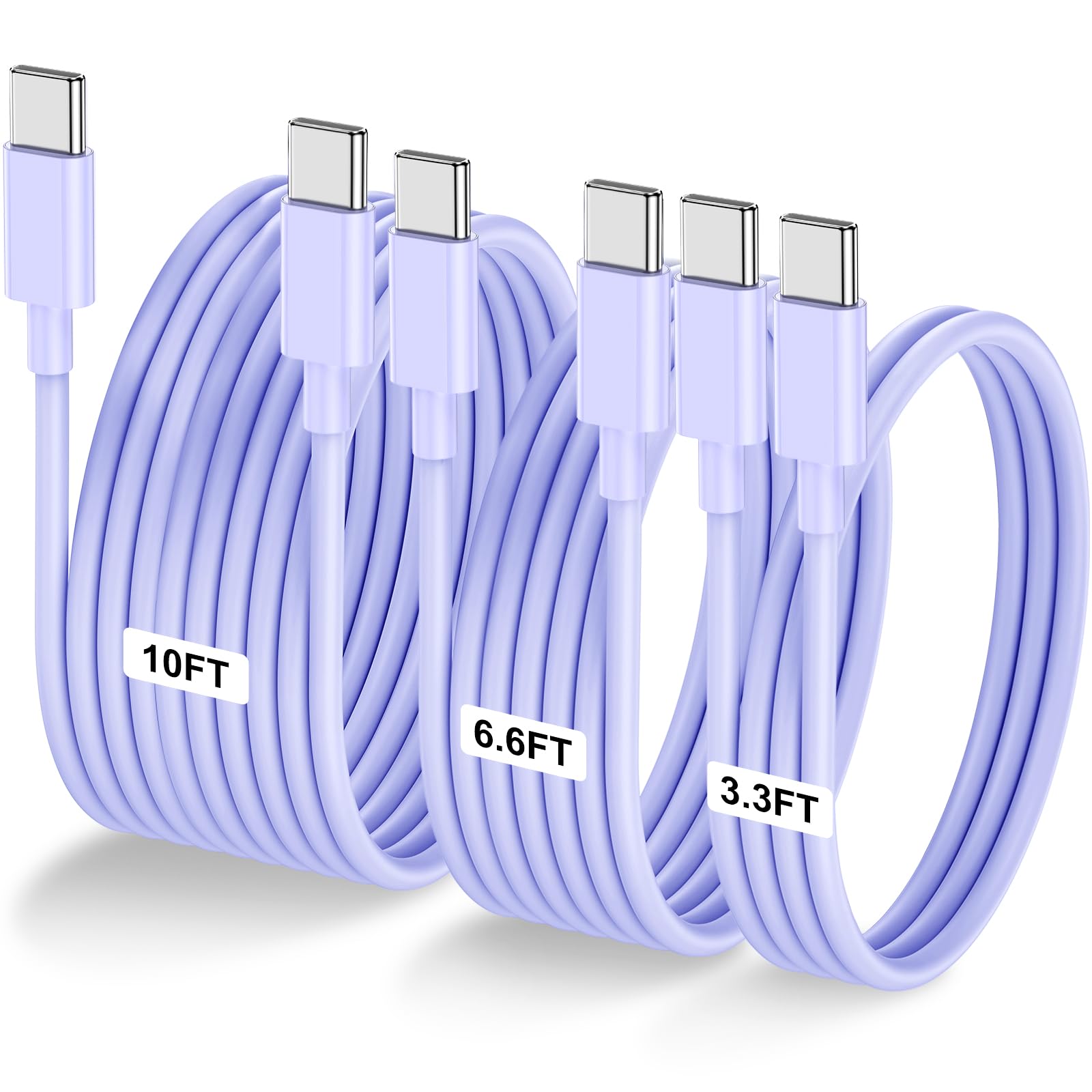 Lofpye 3 Pack Purple [3.3Ft+6.6Ft+10Ft] 60W Usb C To Usb C Cable, Type C Fast Charging Cable For Iphone 15/15Plus/15 Pro/15Pro M