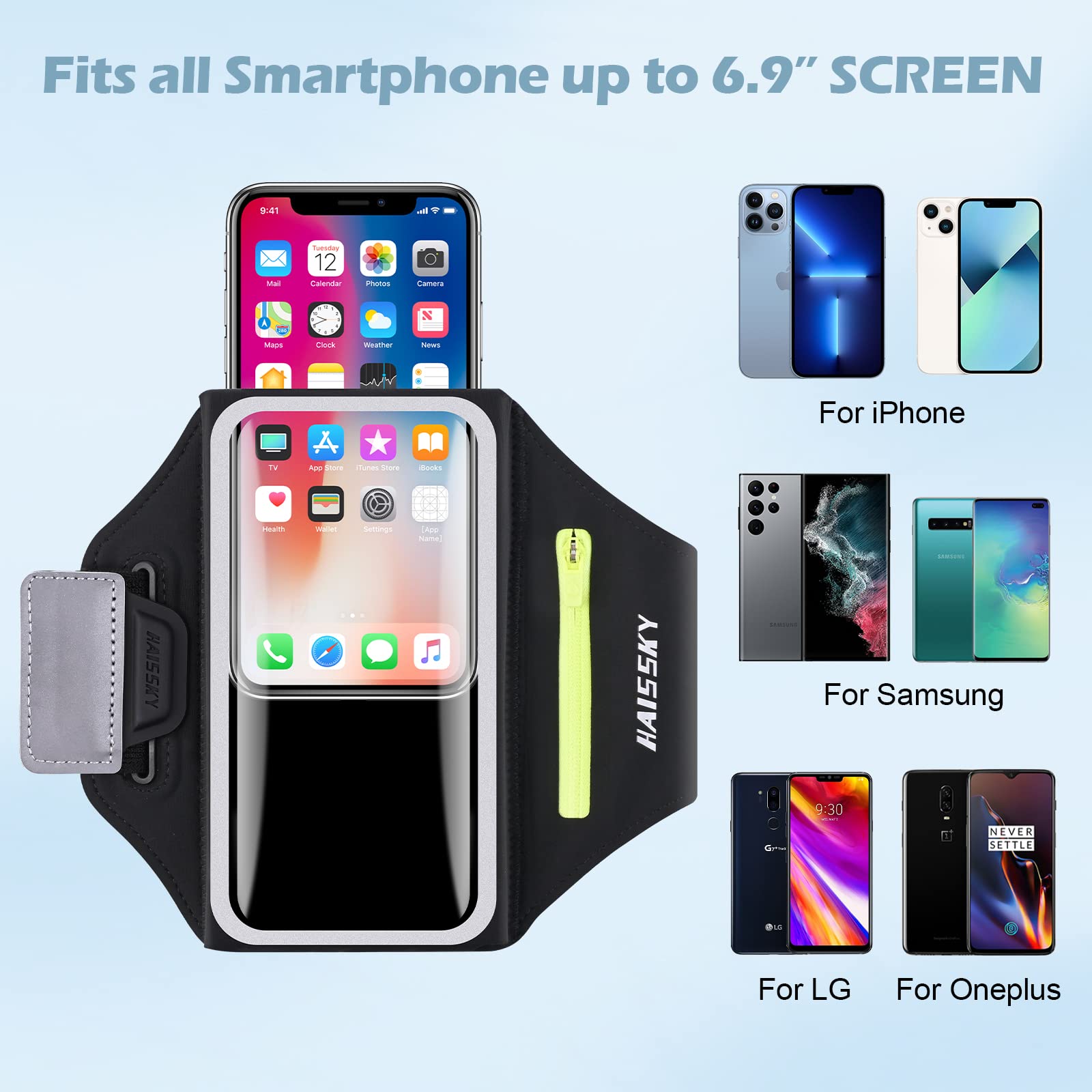 Running Armband [3D Design] With Key Pouch, Running Phone Holder For Iphone 15 14 13 12 11 Pro Max Plus, Samsung S24 S23 S22 S21