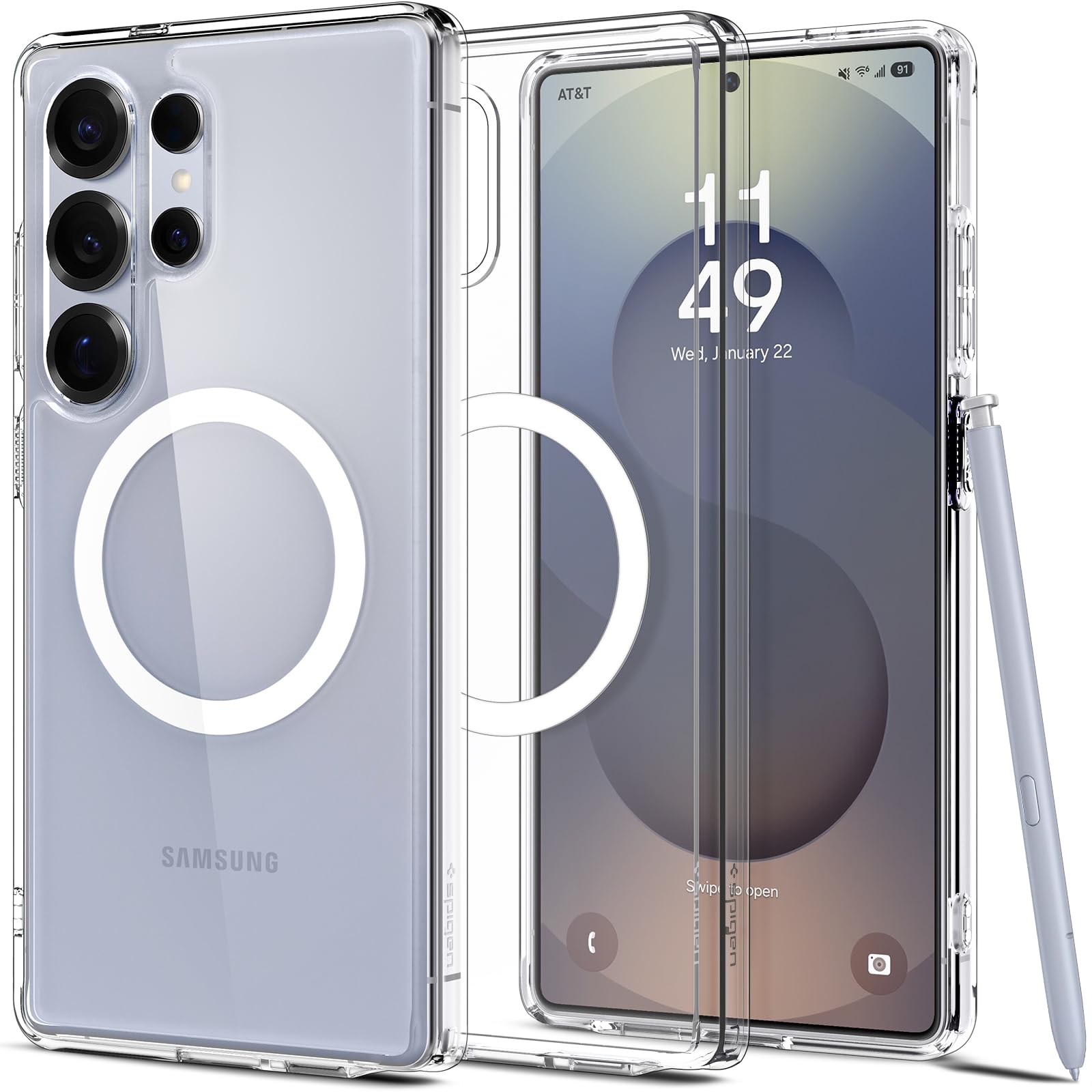 Spigen Ultra Hybrid MagFit Designed for Galaxy S25 Ultra Case [Qi2 Certified/Magnet for Galaxy] (2025) - Crystal Clear