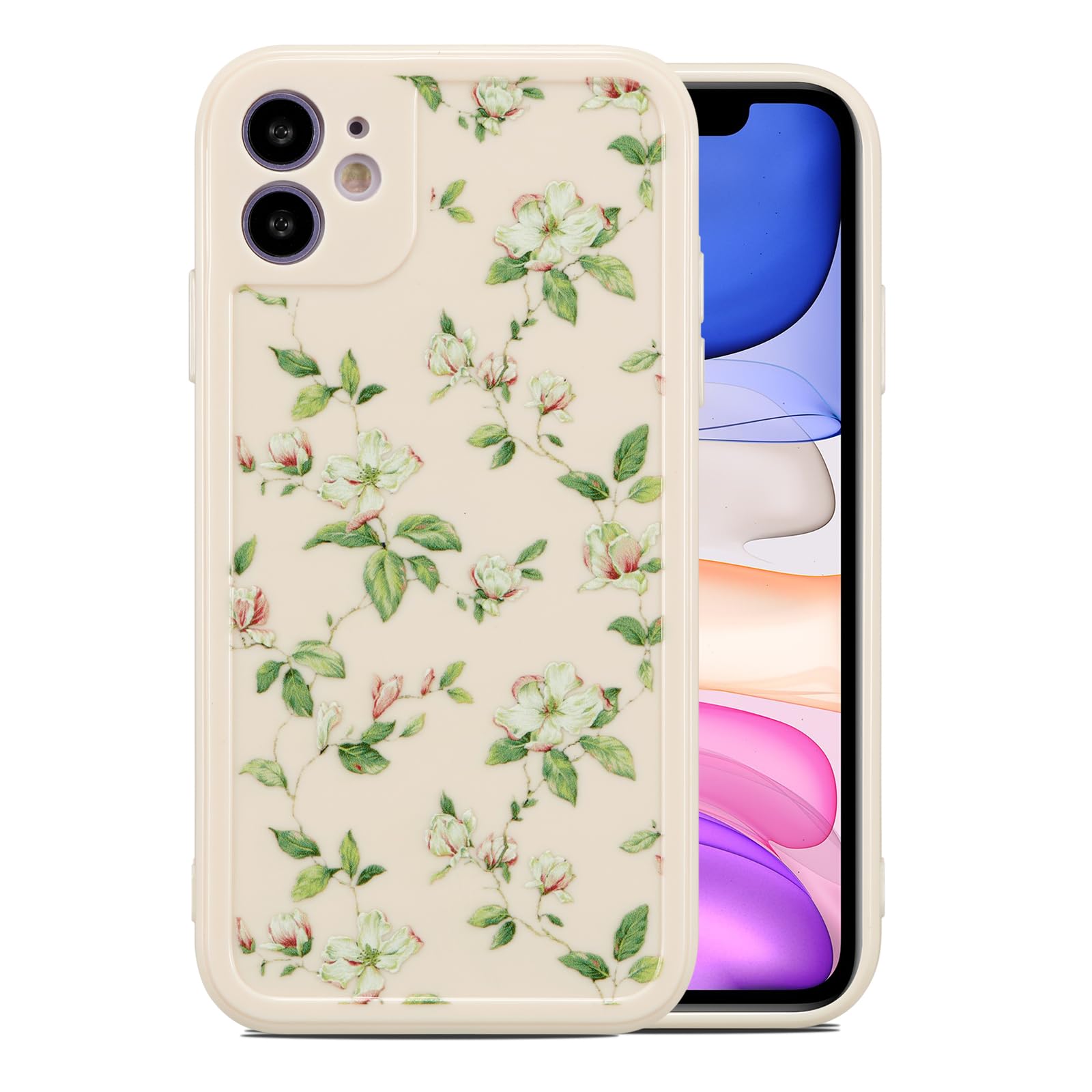 Ztofera Compatible With Iphone 11 Case For Girls Women, Floral Flower Pattern Design Silicone Case, Slim Shockproof Tpu Protecti