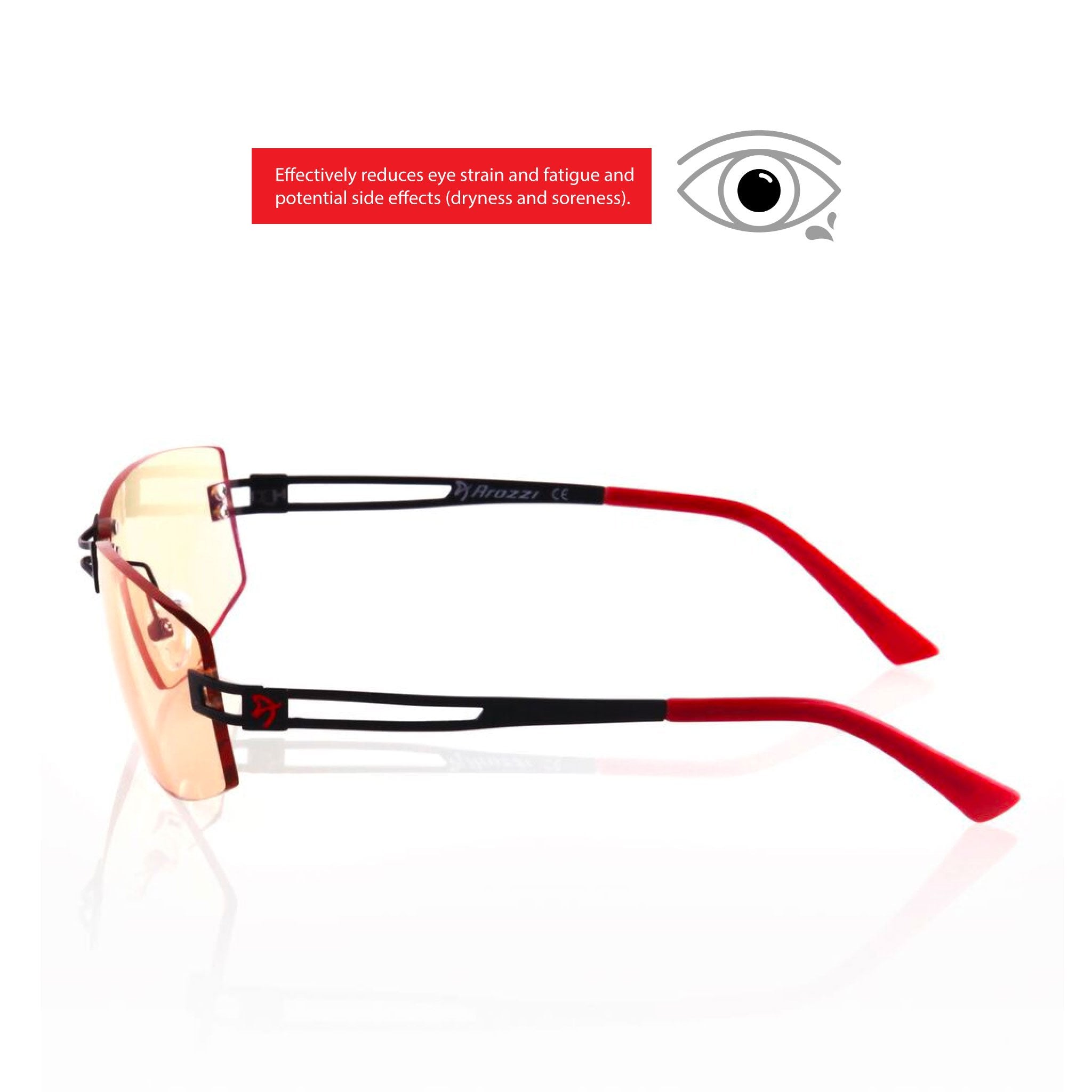 Arozzi - Visione Vx600 Blue Light Blocking Computer And Gaming Glasses - Anti-Glare, Uv Protection - Red