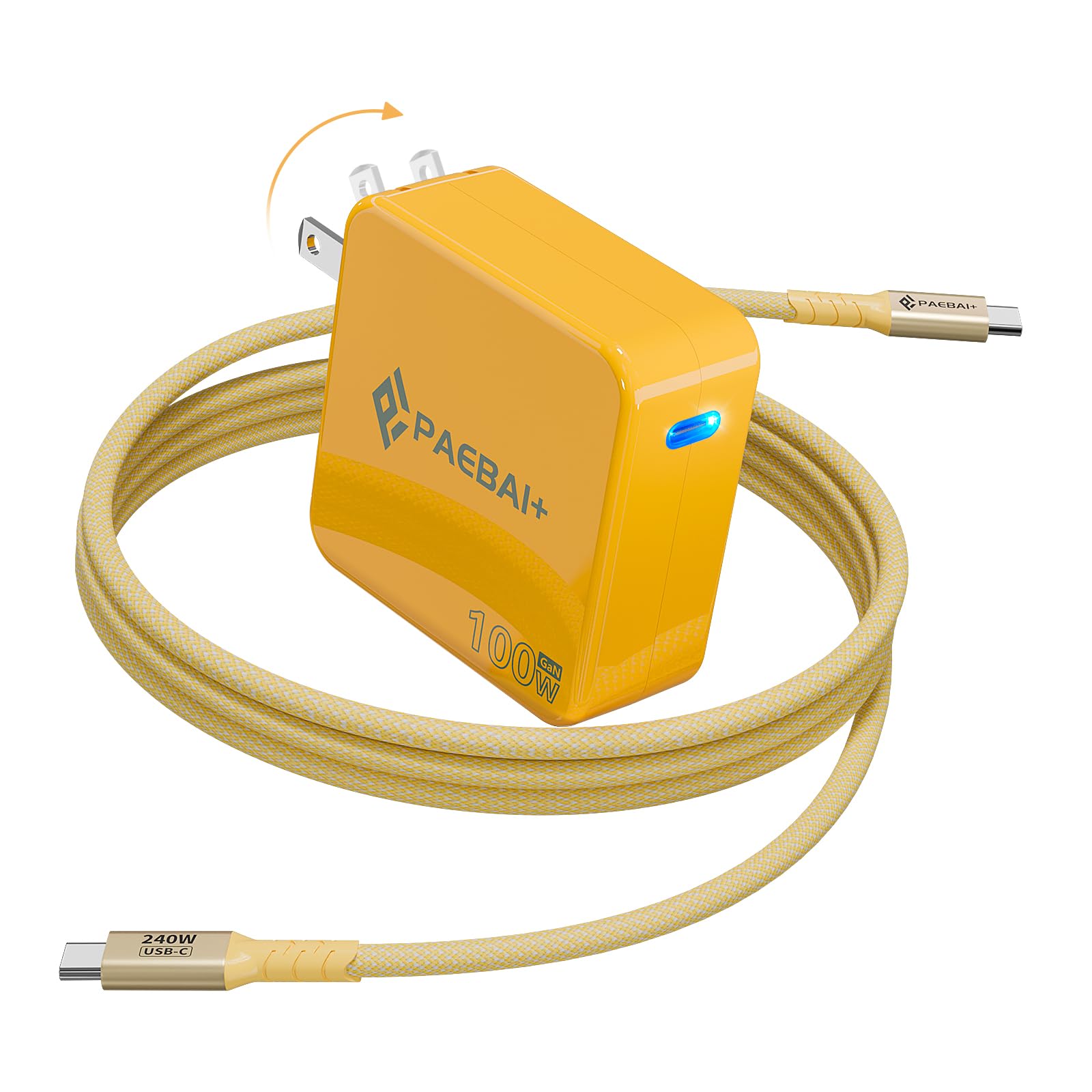 Paebai+ 100W Usb C Charger Gan Foldable Compact Wall Fast Charger For Macbook Pro Macbook Air, Dell Xps, Iphone 16 15 Series, Sa