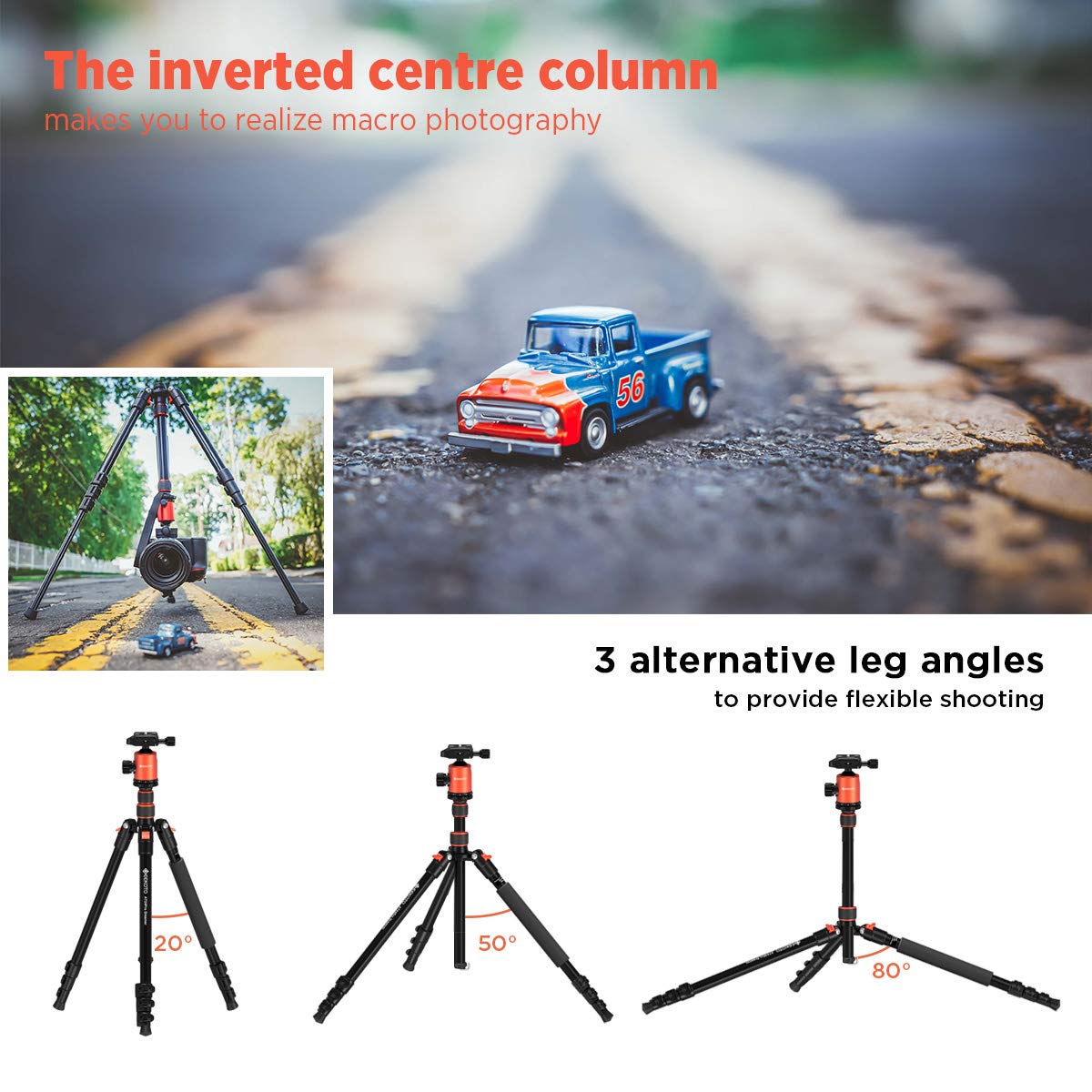 Geekoto 77�� Tripod, Camera Tripod For Dslr, Compact Aluminum Tripod With 360 Degree Ball Head And 8Kgs Load For Travel And Work
