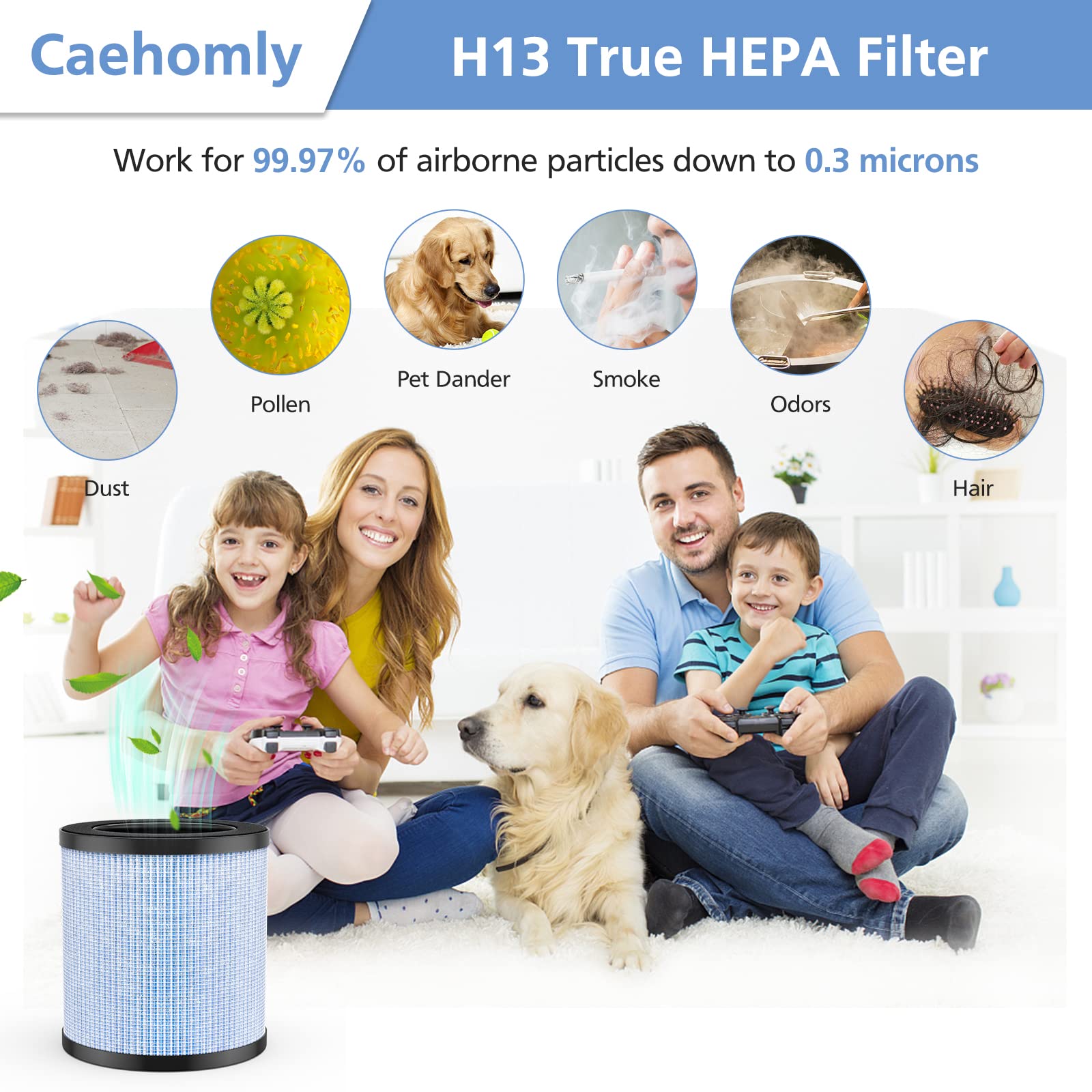 Official Mj002H Replacement Filter, Compatible With Pomoron Mj002H/Mgk21J02 Air Puri Fier, H13 True Hepa Filter, Activated Carbo