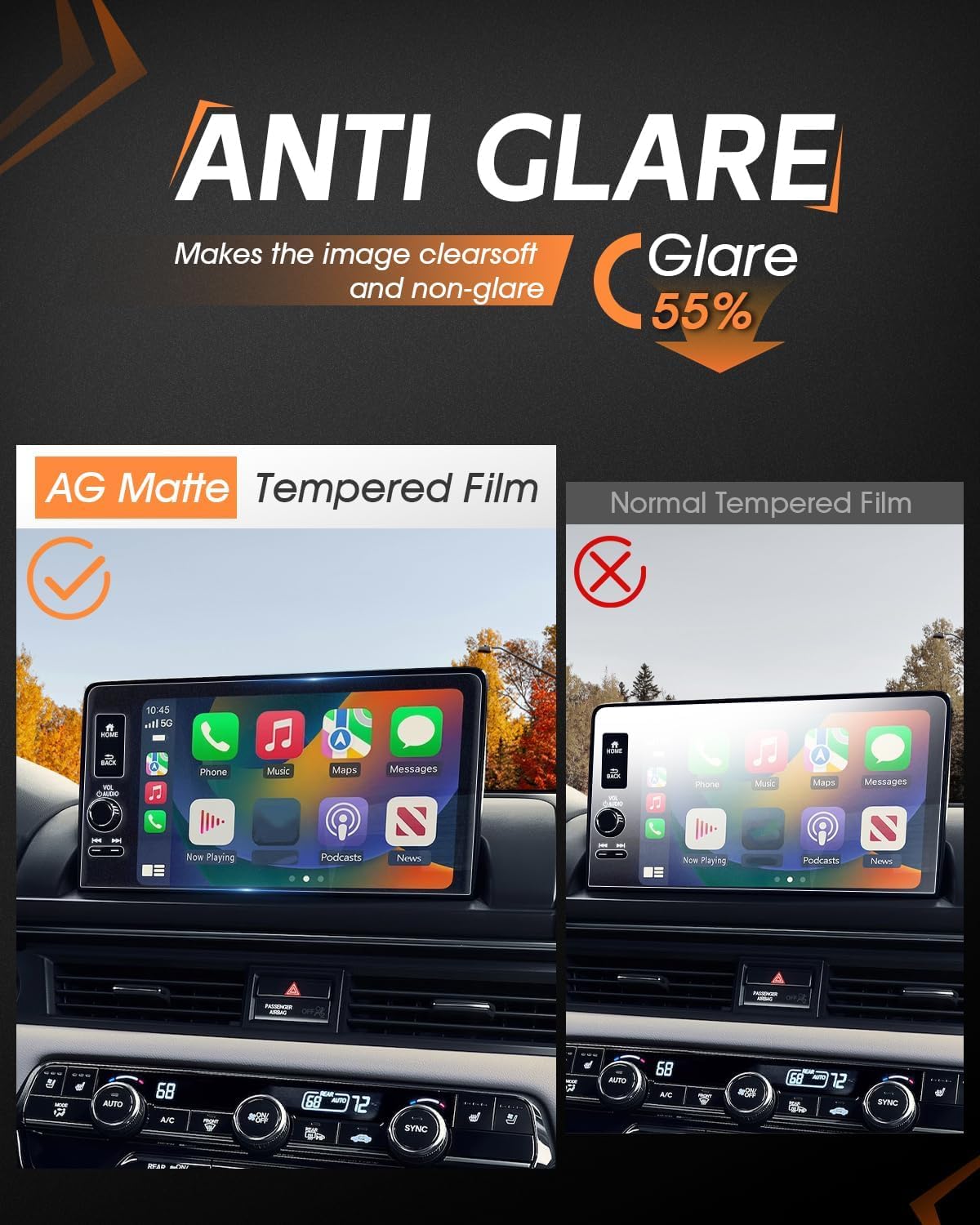 Cdefg Matte 9' Tempered Glass Screen Protector For 2023 2024 2025 Honda Cr V, 2023 2025 Civic, 2023 2025 Hrv Radio Cover Crv Hrv Civic 2024 2025 Accessories Touchscreen Display Cover 9' Matte Anti Glare