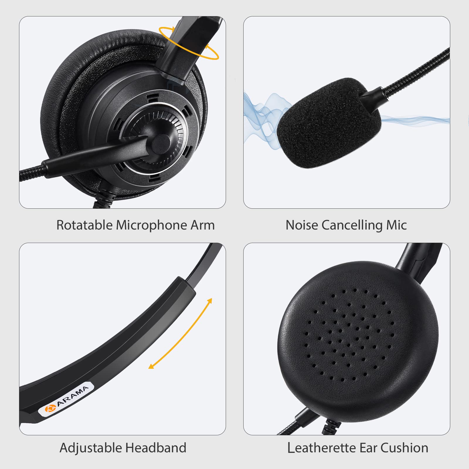 Cell Phone Headset With Noise Canceling Mic & Answer Switch, 3.5Mm Headset For Iphone Android And Ipad Tablets, Wired Computer Headphone For Office Home Call Center Business Skype Softphone