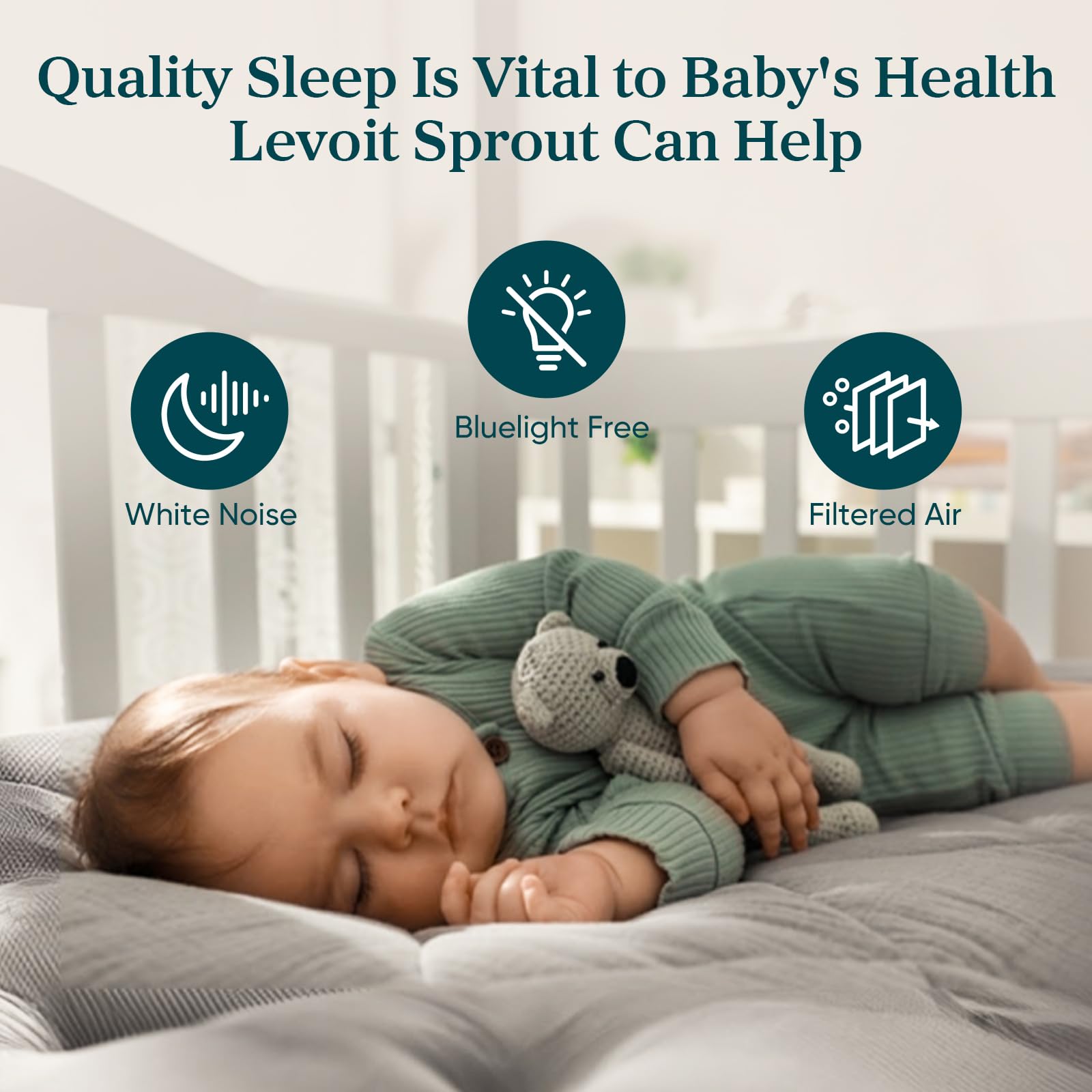 Levoit Air Purifier For Baby With White Noise Sound Machine And Blue Light Free Night Light In Home Bedroom, Hepa Filter With 5