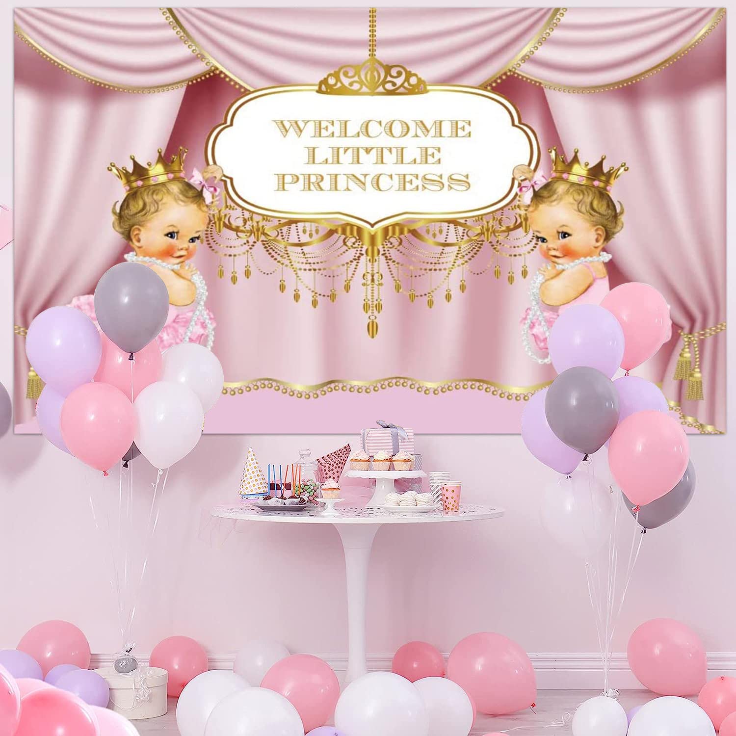 Yeele 7X5Ft Welcome Little Princess Backdrop Sweet Baby Girl Backdrop For Photography Cute Newborn Infant Gender Reveal Party Ba
