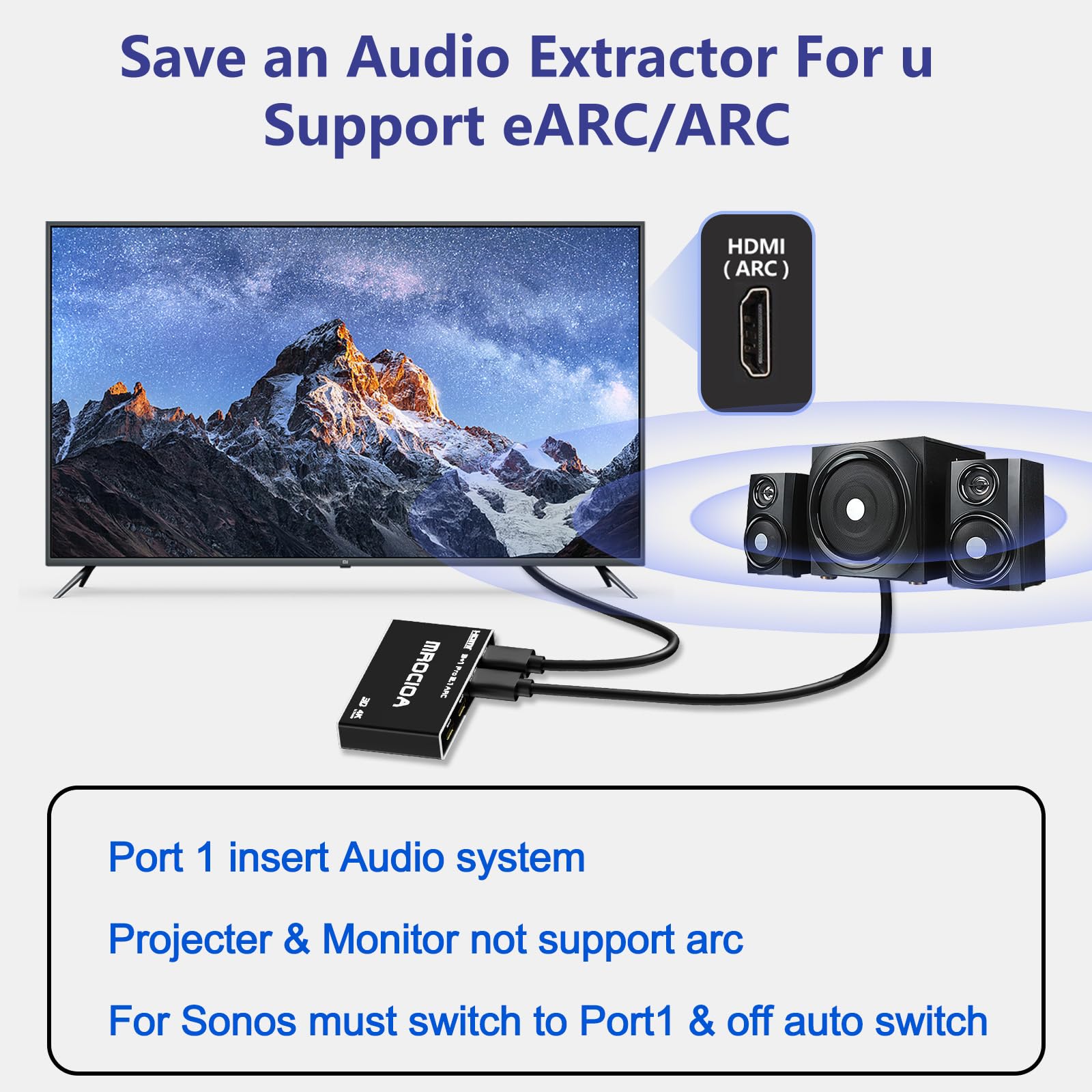 Hdmi 2.1 Switch 8K 60Hz 4K 120Hz Hdmi Switcher, Hdmi Splitter 3 In 1 Out With Ios App, Resolution Adjustment Support Arc Hdr10+