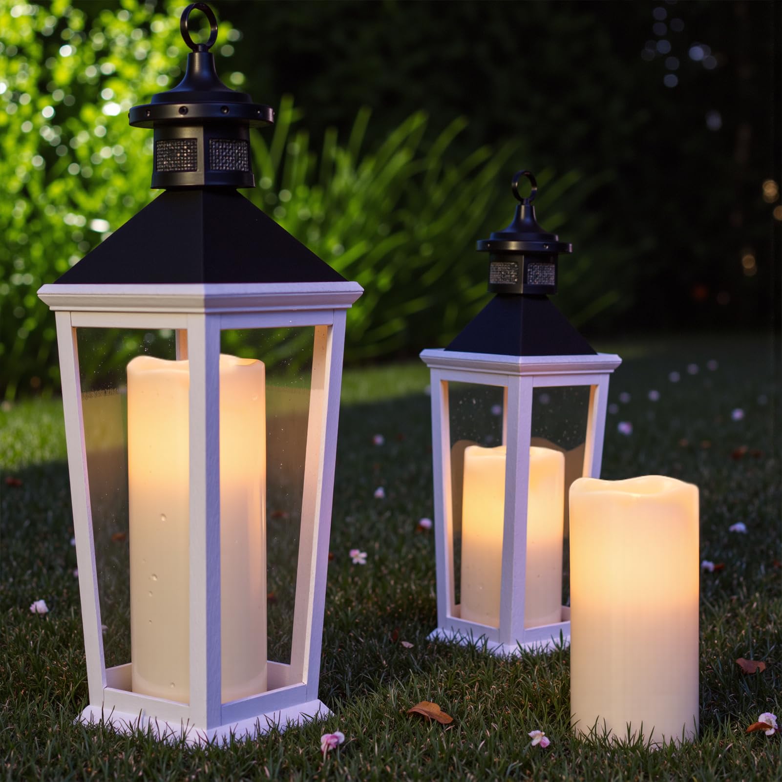 Eldnacele 8'' 10''    4'' Large Waterproof Outdoor Flameless Candles Remote And Timer, Battery Operated White Plastic Led Flicke