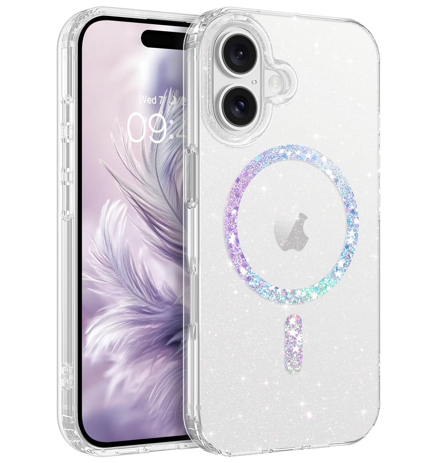 BENTOBEN Magnetic for iPhone 16 Plus Case, Clear Crystal Glitter 16Plus Phone Case Compatible with MagSafe, Shockproof Sparkly C