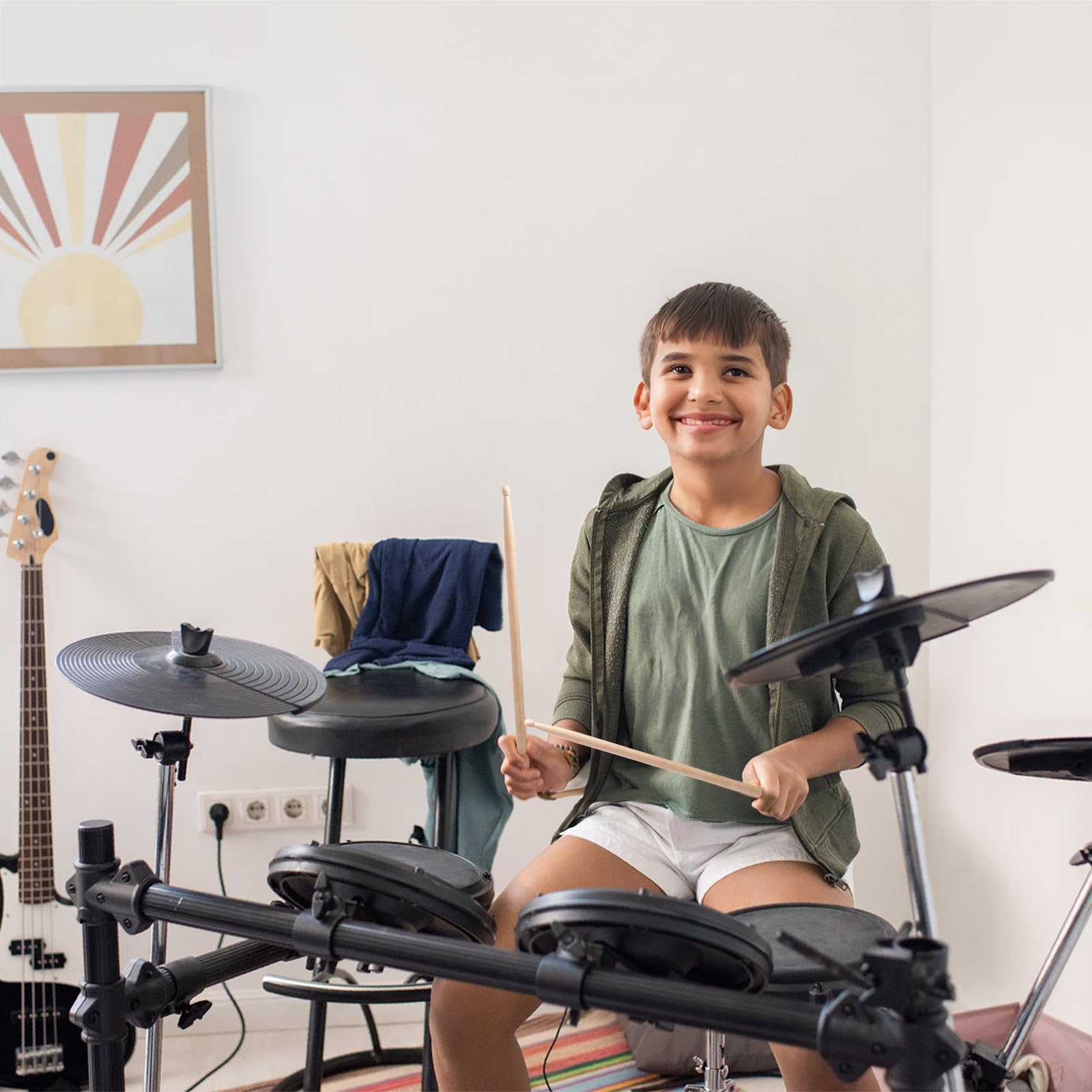 Suwimut 12 Pairs Drumsticks, Classic Maple 5B Oval Wood Tip Drum Sticks For Adults Kids And Beginners, Musical Instrument Percus