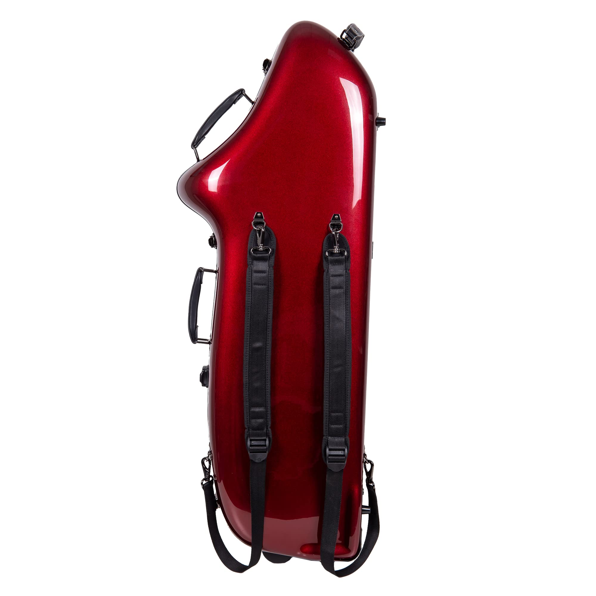 Crossrock Pro Grade Baritone Saxophone Case | Crimson Sonar Gloss, Tsa Lock, Rolling Design, Elite Protection & Tri Carry System