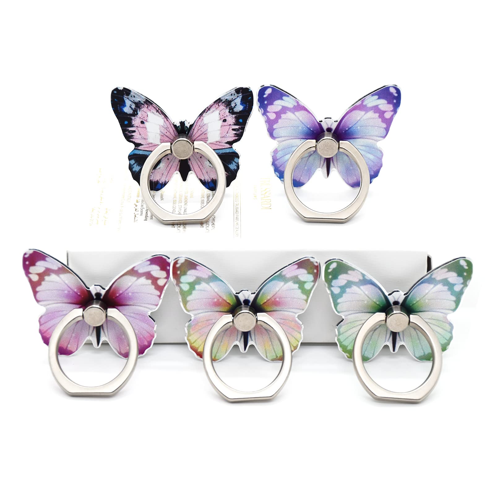 Ralcosuss Cute Butterfly Phone Ring Finger Holders, Cell Phone Ring Stands Mount Smartphone Kickstand For Desk 360 Degree Rotati