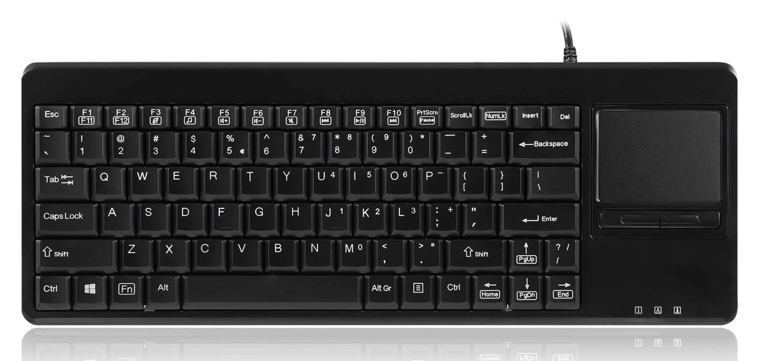 Perixx Periboard 515H Wired Usb Keyboard With Touchpad, Compact Trackpad Keyboard With 2 Hubs, Black, Us English Layout (11049)