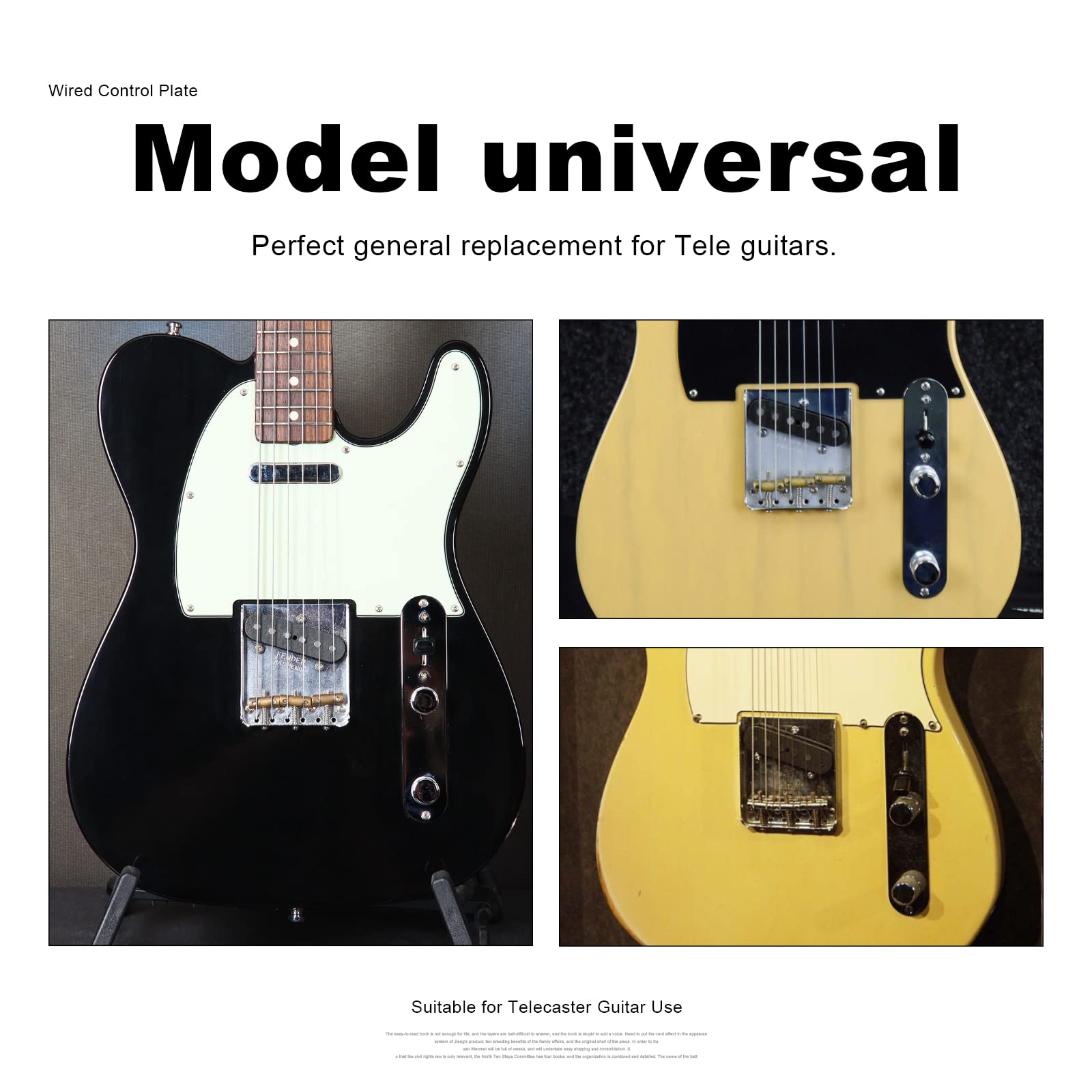 Saphue Guitar Control Plate Loaded Chrome/Nickel With 3 Way Switch 500K Tone And Volume Knob Prewired Screws Output Jack For Fen