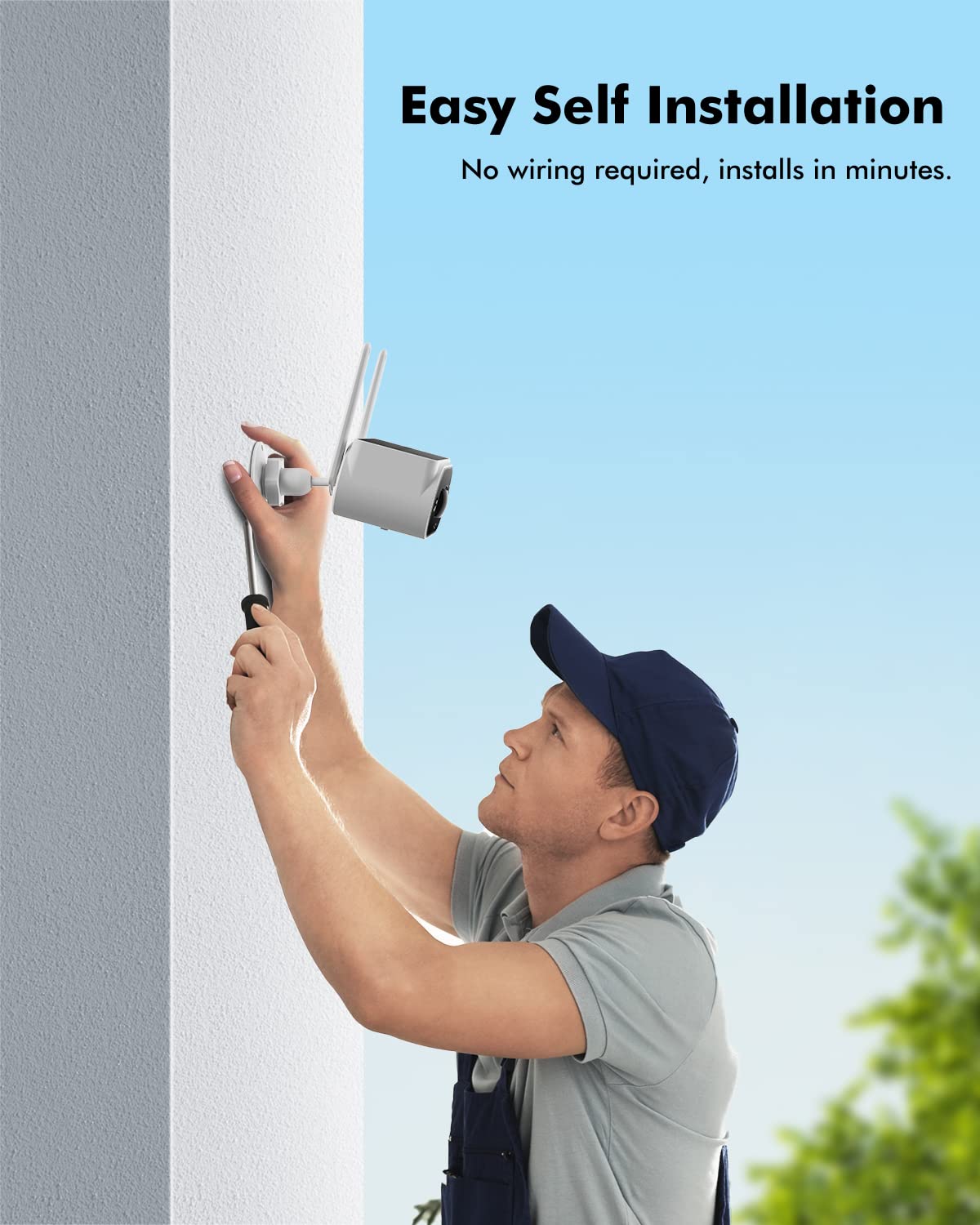 Camcamp Solar Home Security Camera System Wireless Outdoor, 2K 4Mp Battery Camera With Integrated Solar Panel, 100% Wire Free 4 Cam Kits, 2 Way Talk, Ip66, Spotlight & Siren Alarm