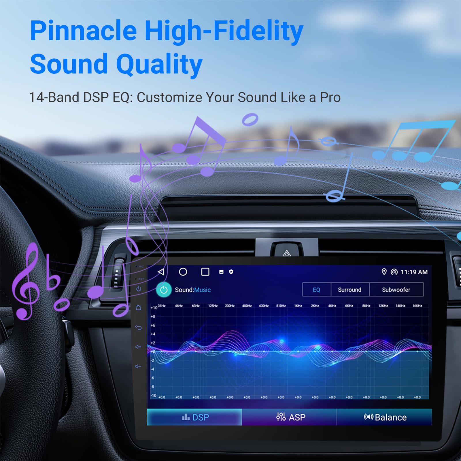 Haudio Double Din Android 13 Car Stereo - 9 Hd Touchscreen With Wireless Carplay & 14-Band Dsp, 50W  4 Hi-Fi, Dual Usb/Dvr, Gps