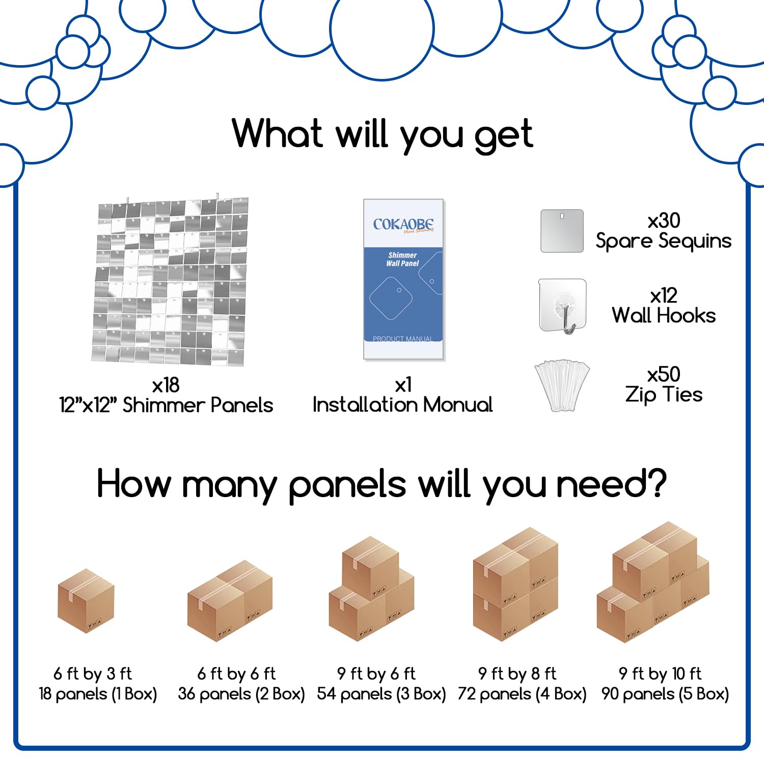 Cokaobe Silver Shimmer Wall Backdrop, 18 Pcs Square Sequin Shimmer Backdrop Panel, Photo Backdrops For Birthday, Anniversary, We