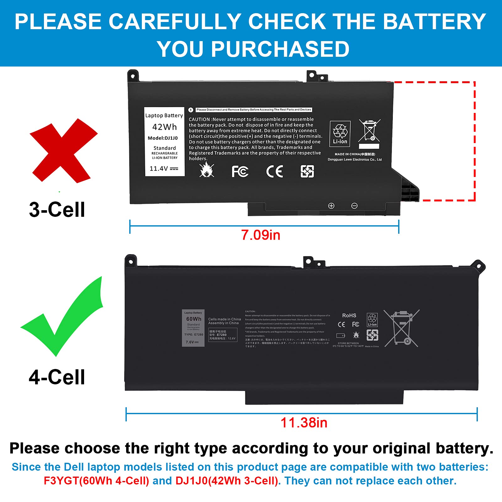 Asuncell 60Wh F3Ygt Battery For Dell Latitude 7480 7490 7390 7290 7280 7380 E7280 E7290 E7380 12 7000 13 7000 14 7000 Series P73