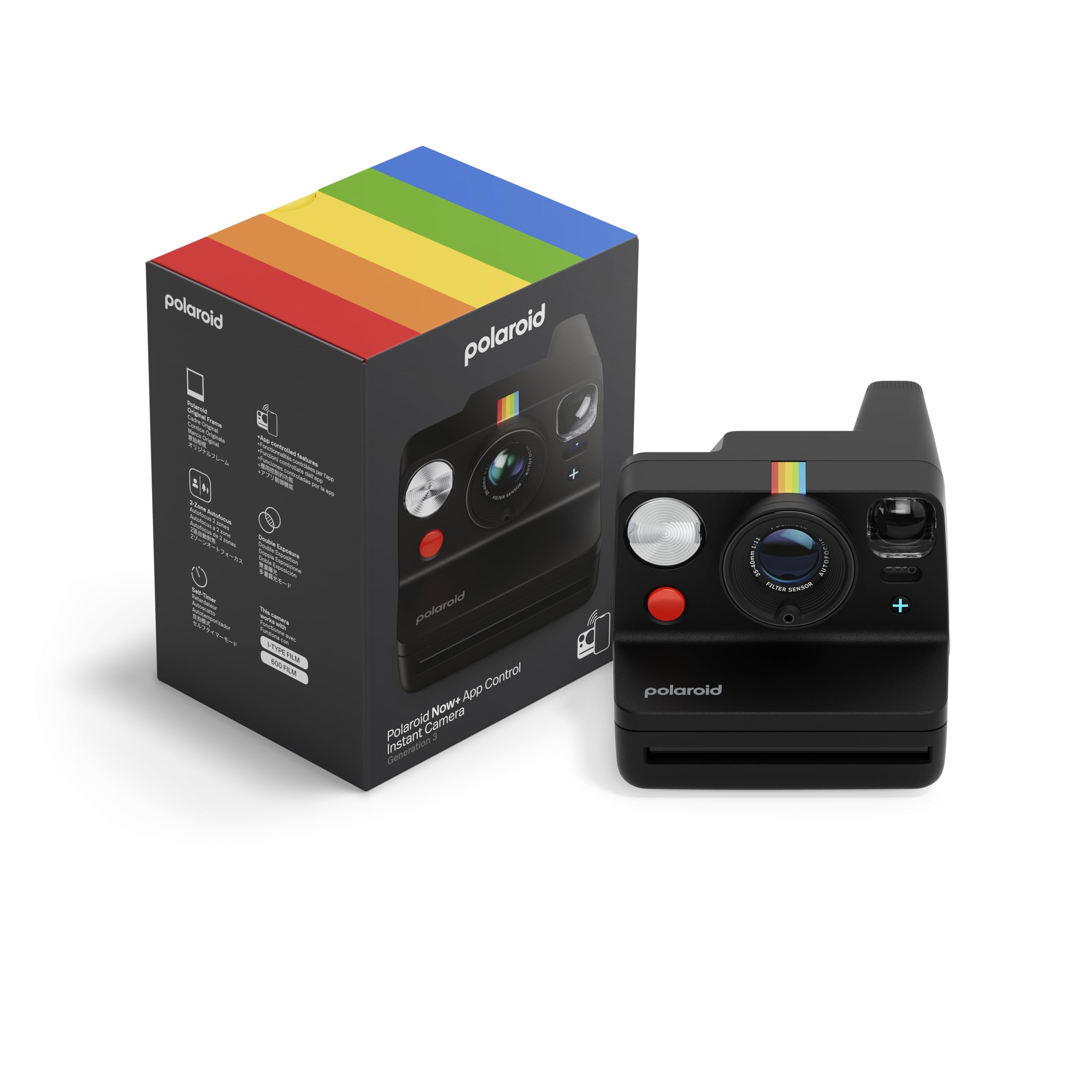 Polaroid Now+ 3rd Generation I-Type Instant Film Camera - Bluetooth Connected App Controlled - Black - Camera Only No Film (9160
