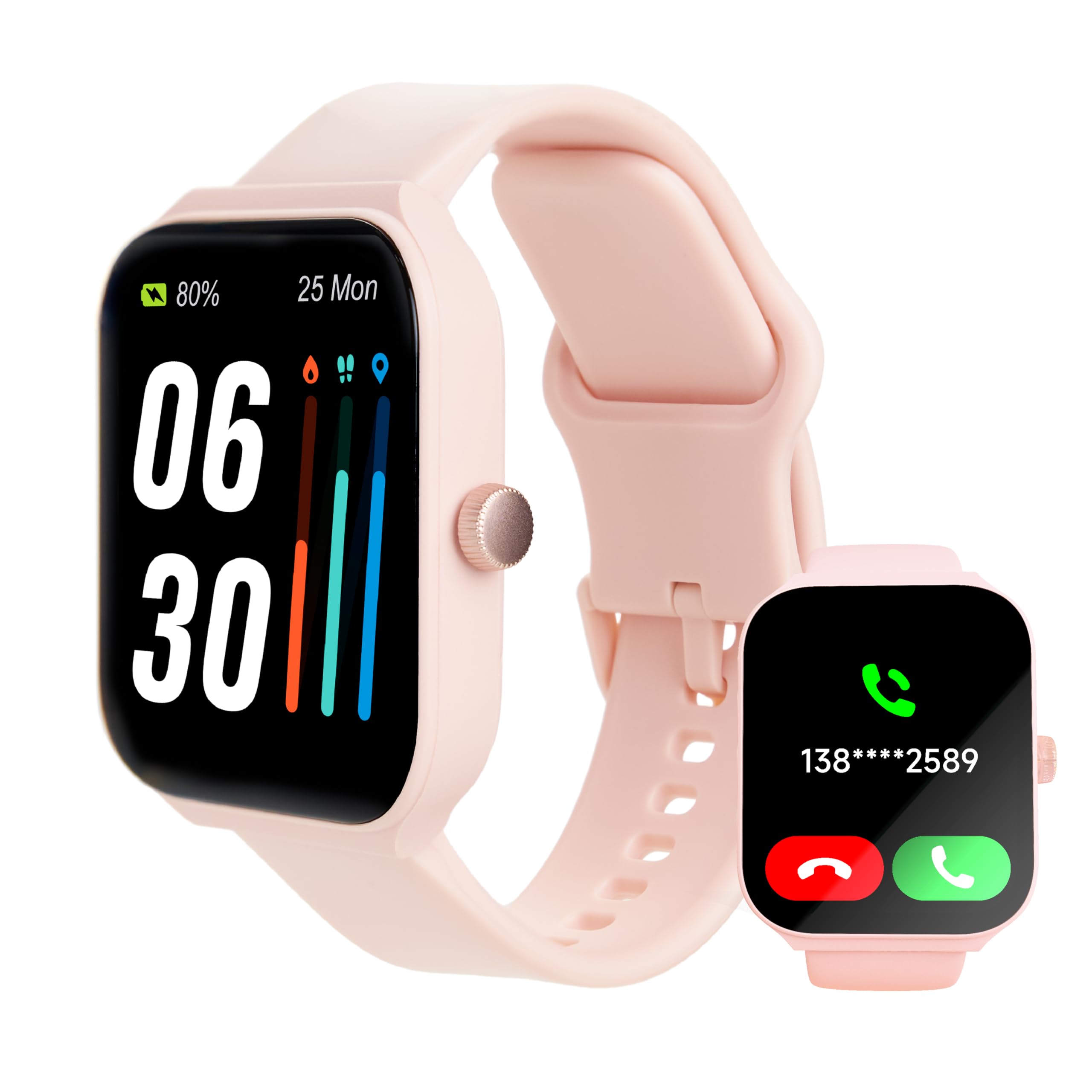 SLIDE Smart Fitness Watch for Men & Women (Pink) Bluetooth 5.3 (Make/Answer Calls), Alexa-Enabled, Large 1.95    HD Screen, IP68