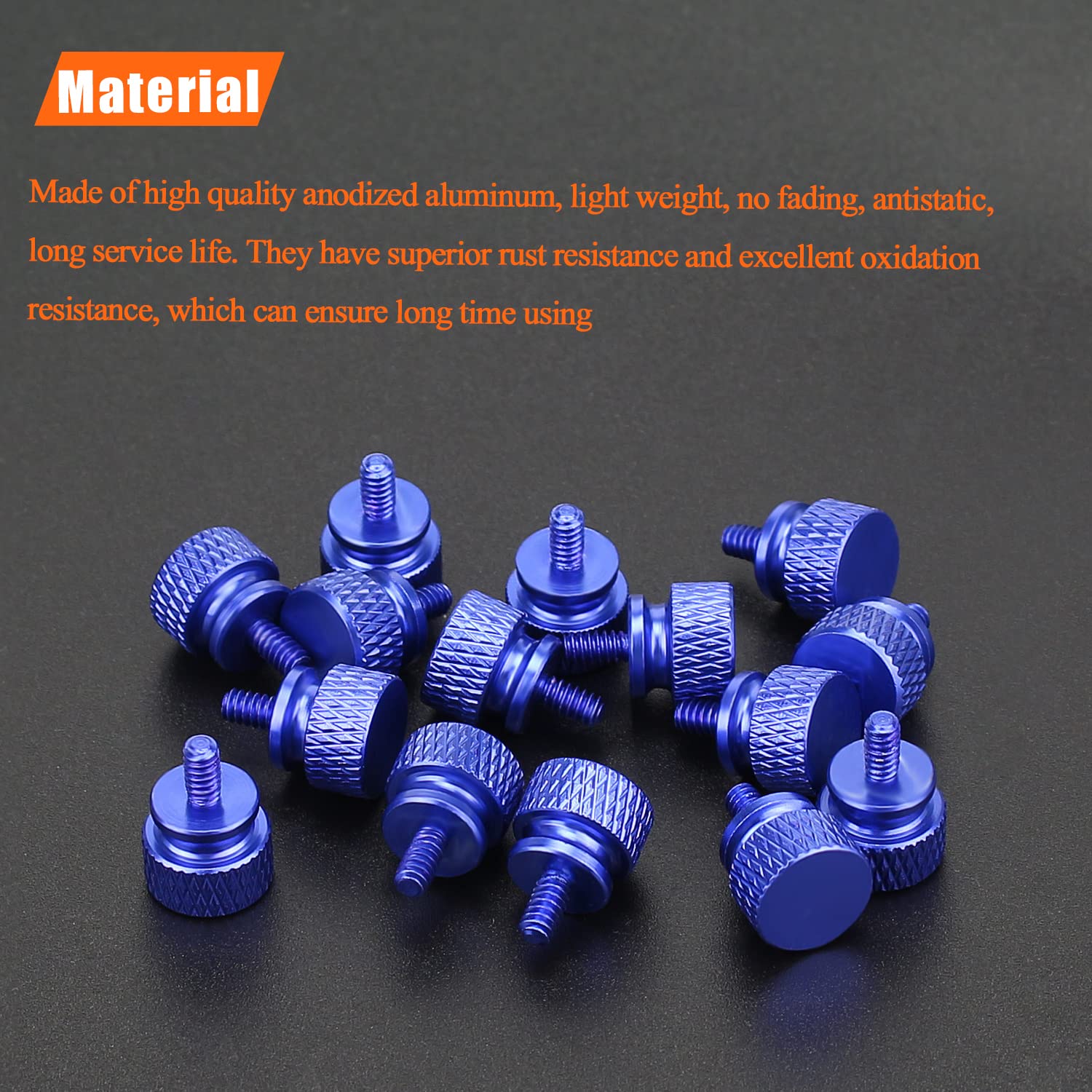 Helifouner 20 Pieces 6 32 Thread, Blue Color Anodized Aluminum Computer Case Thumbscrews, Thumb Screws For Computer Case/Cover/P