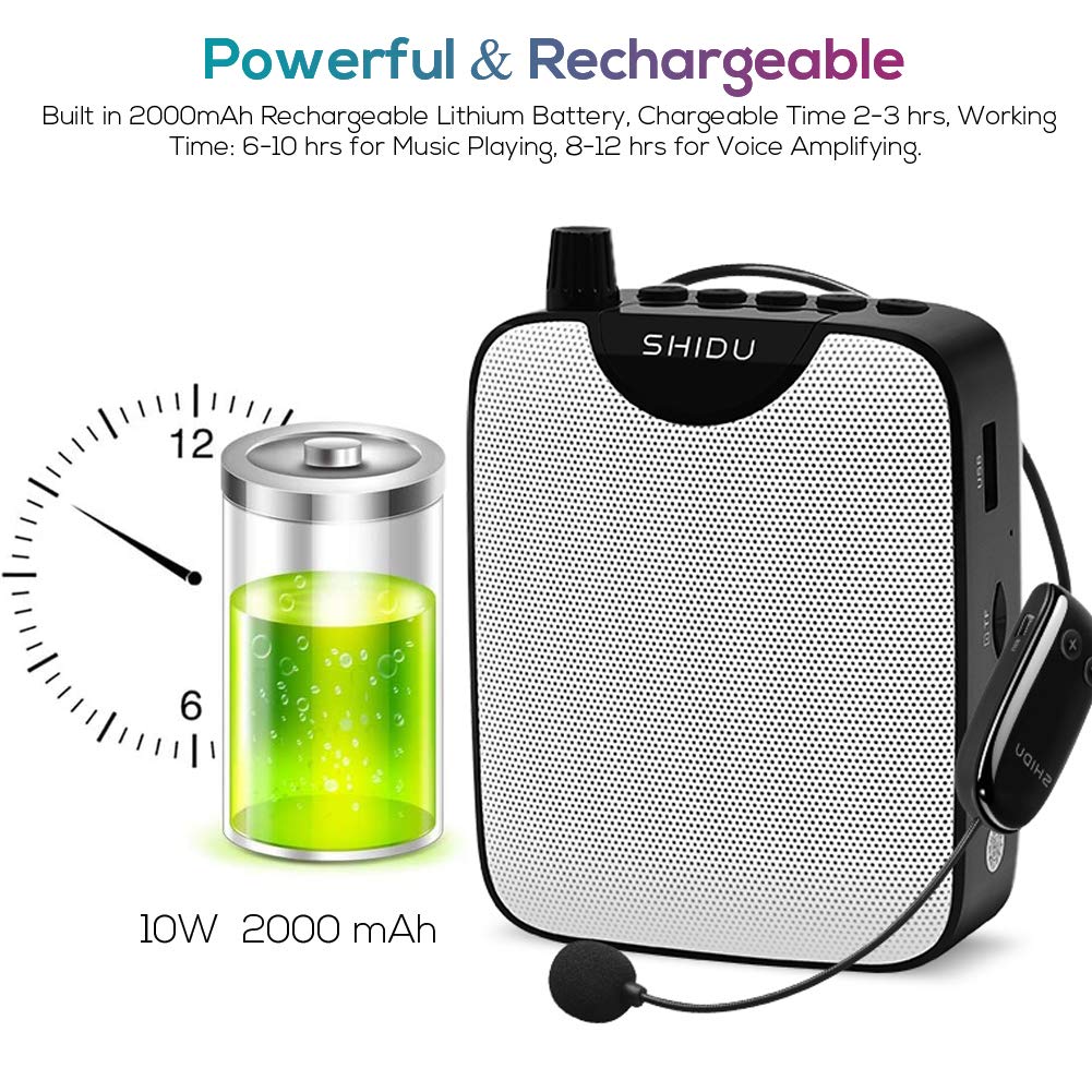 Voice Amplifier, Shidu Original Wireless Voice Amplifiers 10W Rechargeable Portable Mini Pa System Speaker With Uhf Wireless Mic