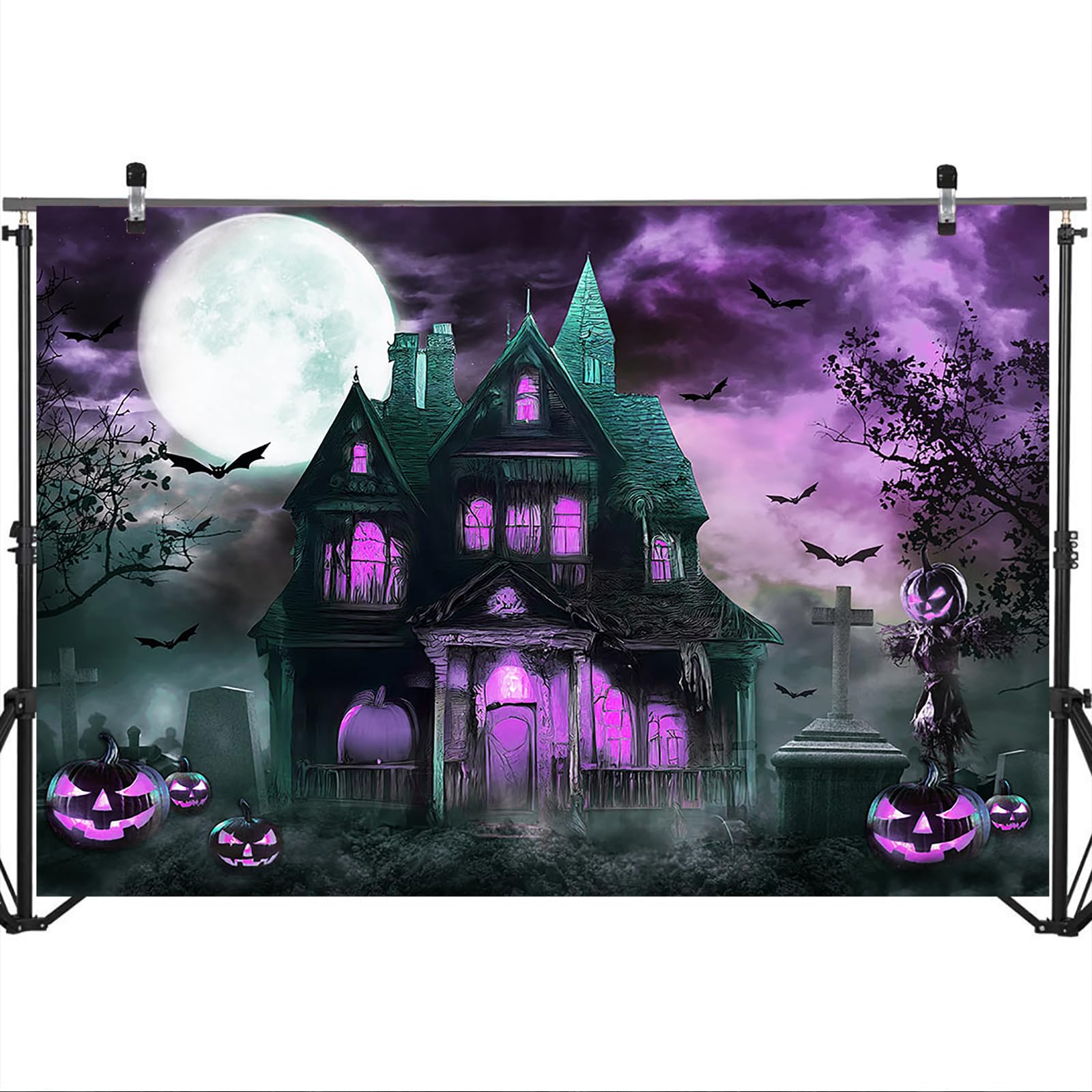 Mocsicka Halloween Backdrop Haunted House Castle Night Pumpkin Terror Costume Party Halloween Kids Birthday Background For Photo