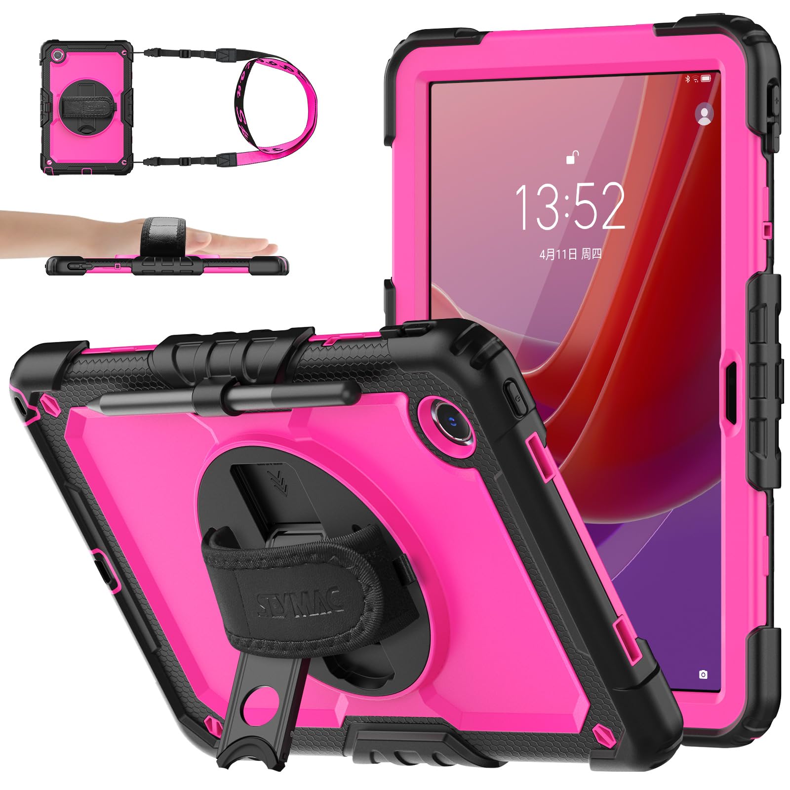 Seymac Stock Case For Lenovo Tab M11 (Tb 330Fu/330Xu) 11'' Case With Screen Protector, Drop Proof Protection With 360 Rotate Sta