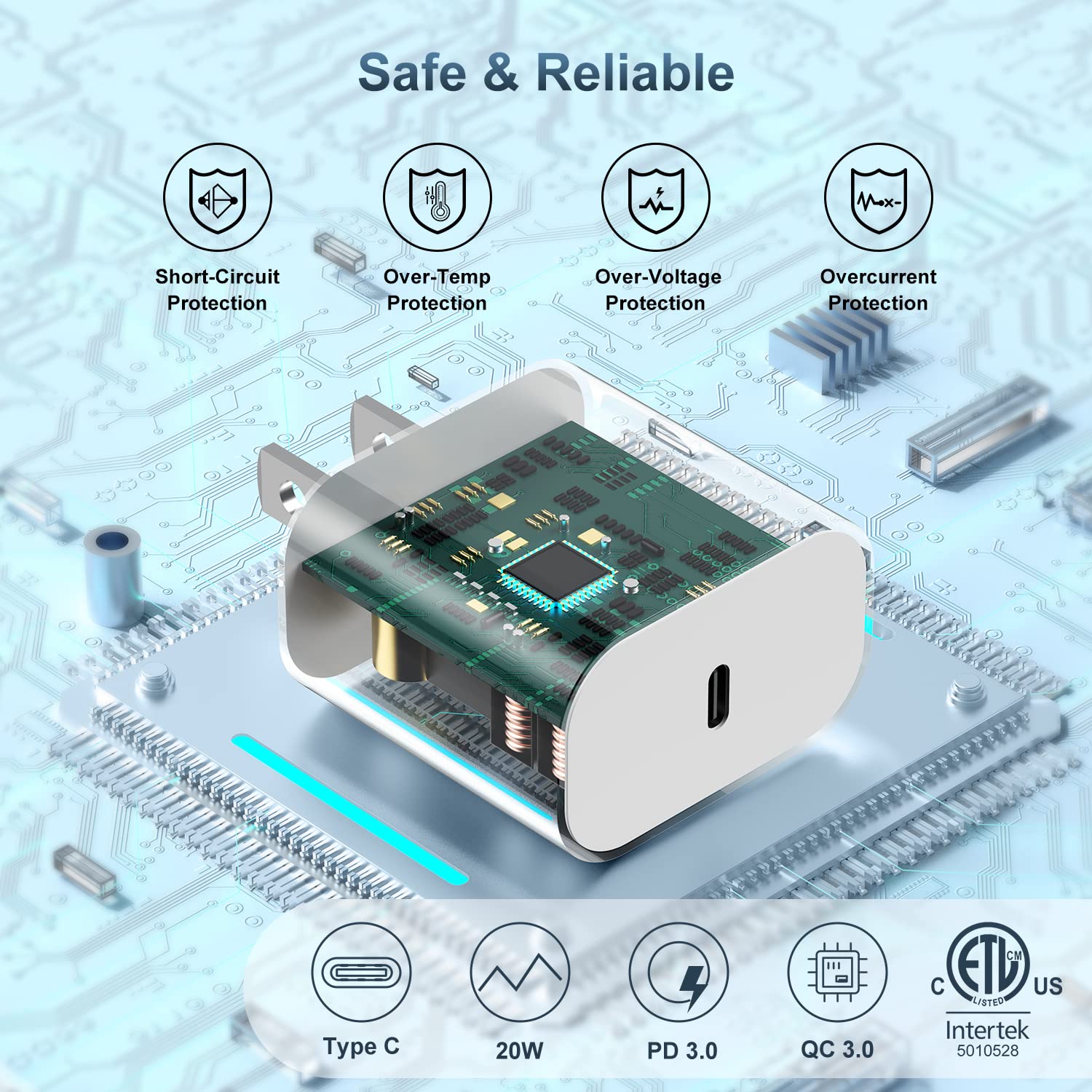 20W Usb C Fast Charger Block With 6 Ft Type C To C Cable (60W), 6Feet Fast Charger For Ipad Pro 11/12.9 2021/2018, Ipad Mini 6,I
