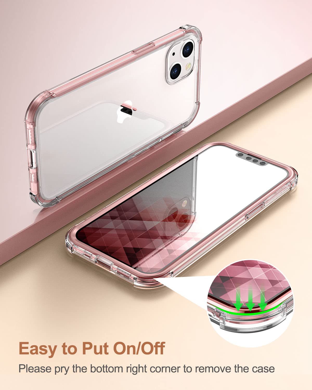 Suritch Case Compatible With Iphone 13 6.1 Inch 360 Degree Transparent Shockproof Silicone Bumper [Ultra Hybrid] Full Body Prote