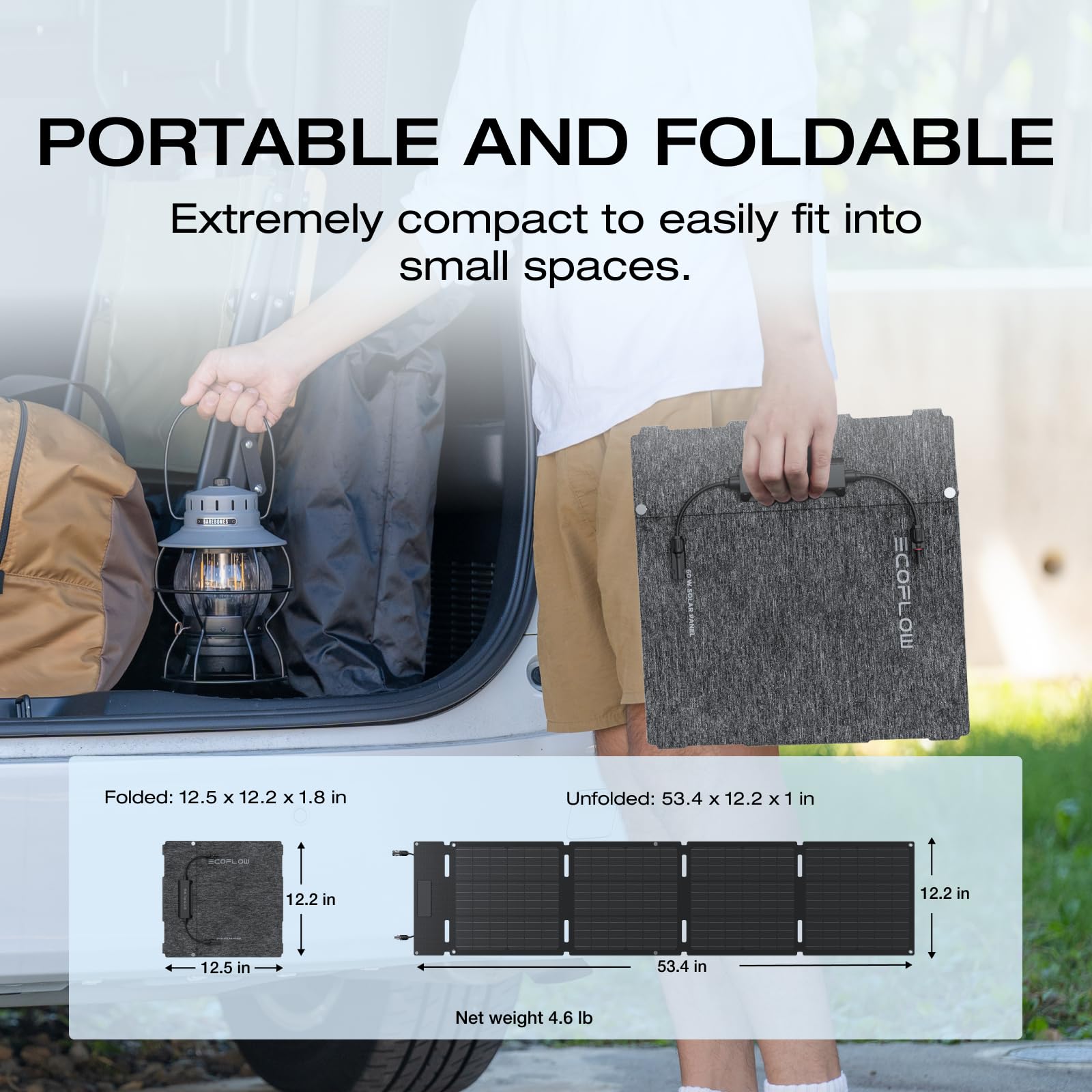 Ef Ecoflow Portable Power Station River 2 With 60W Solar Panel, 256Wh Lifepo4 Battery/ 1 Hour Fast Charging, Up To 600W Output,