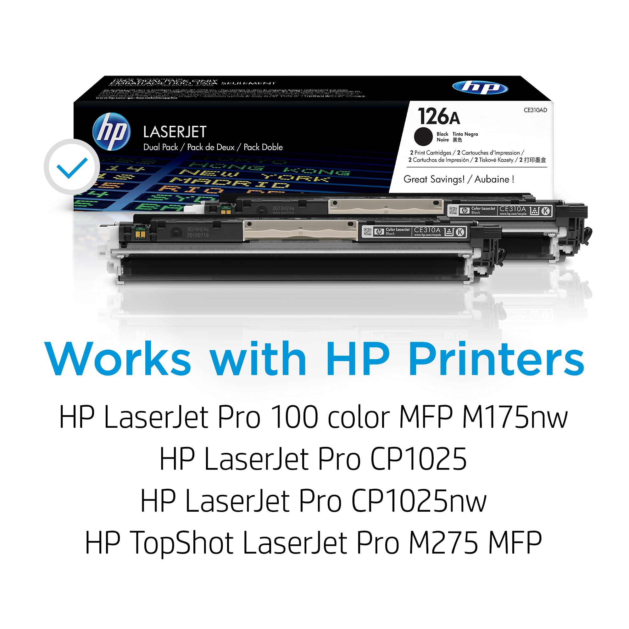 Hp 126A Black Toner Cartridges (2 Pack) | Works With Hp Laserjet Pro 100 Color Mfp M175 Series, Hp Laserjet Pro Cp1025 Series, H