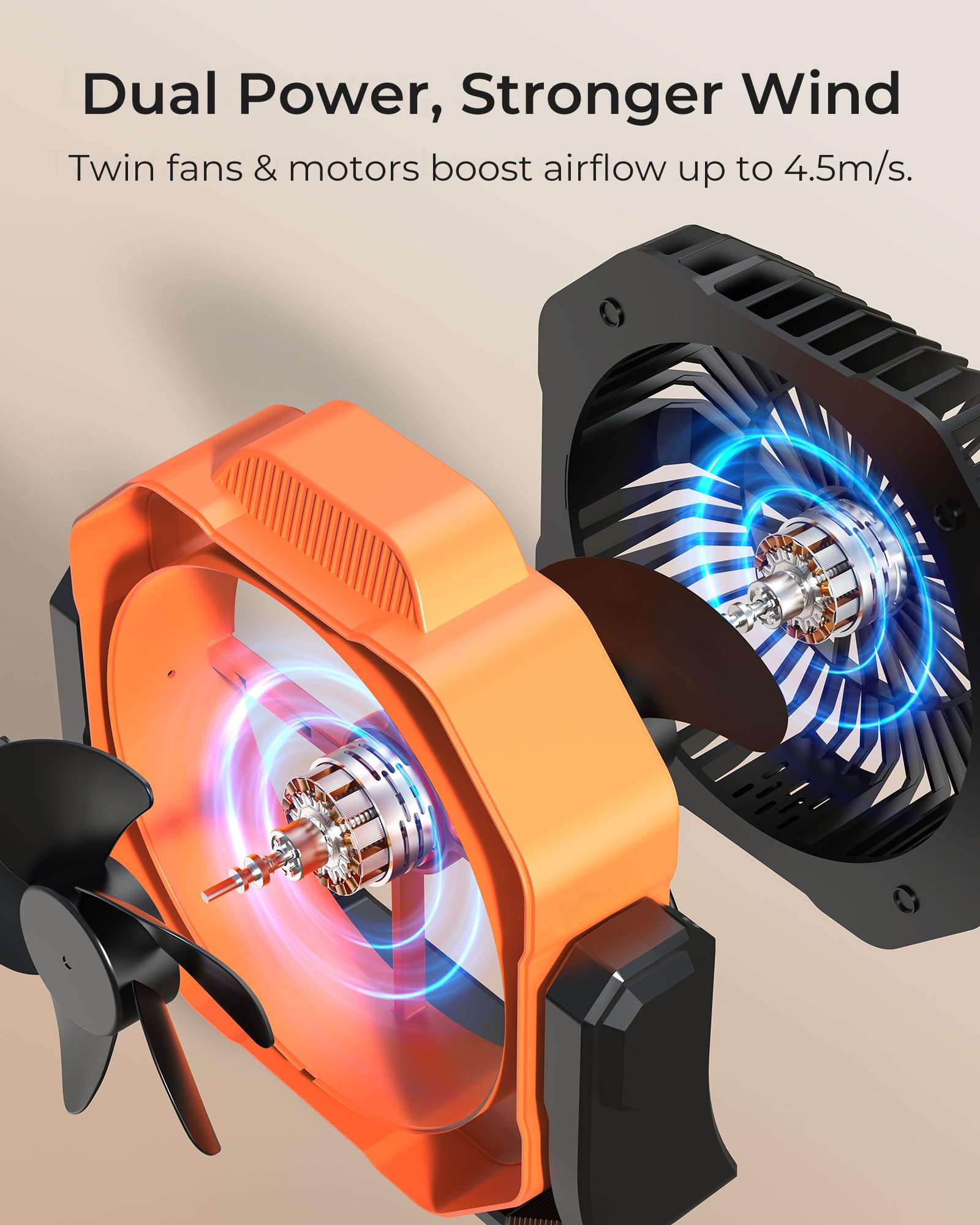 8    Portable Rechargeable Fan, Battery Operated Camping Fan With 27H Work Hours, Remote, Auto Oscillation, Timer, Hook For Rv T